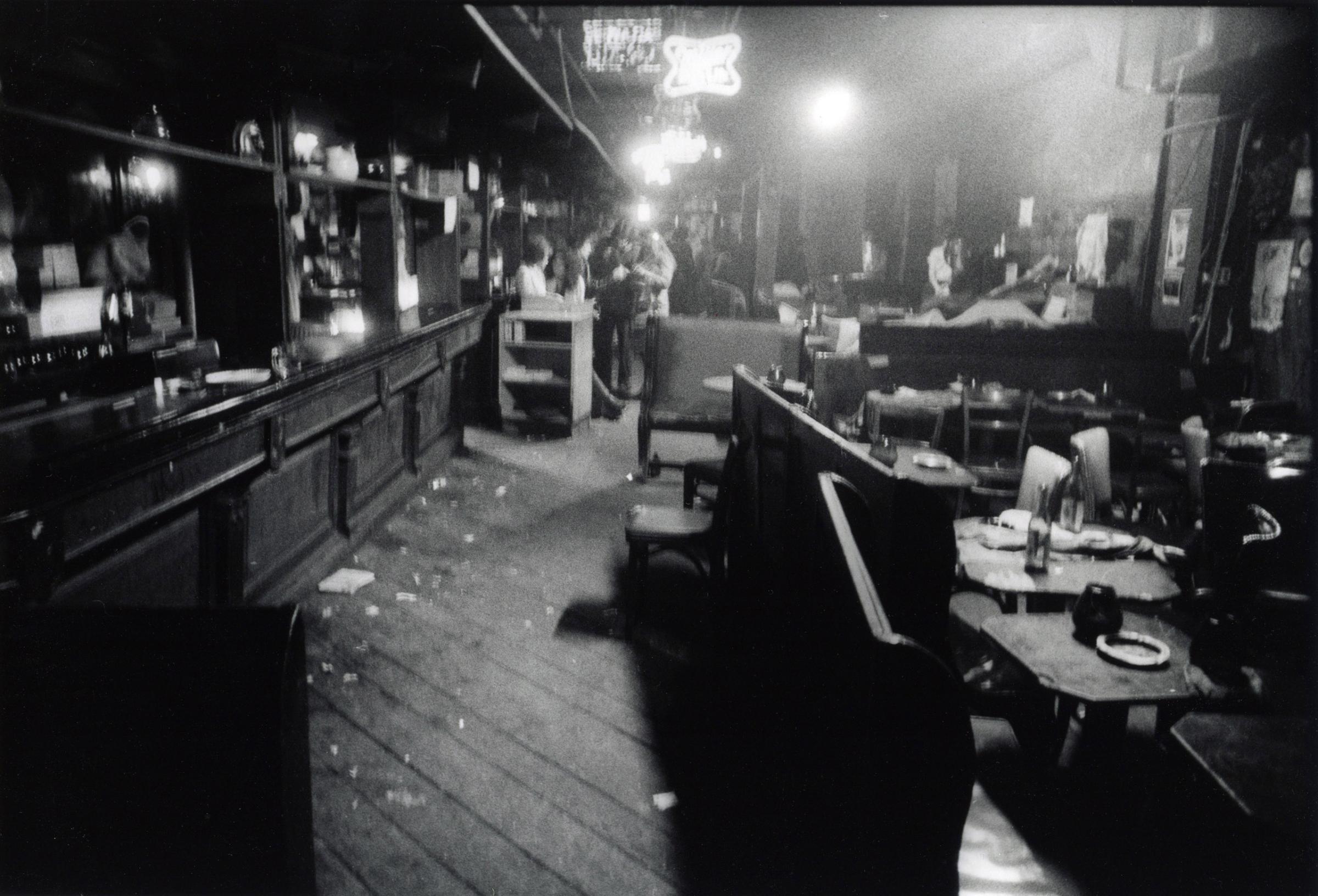 CBGB interior at closing time, 4am, 1977.
