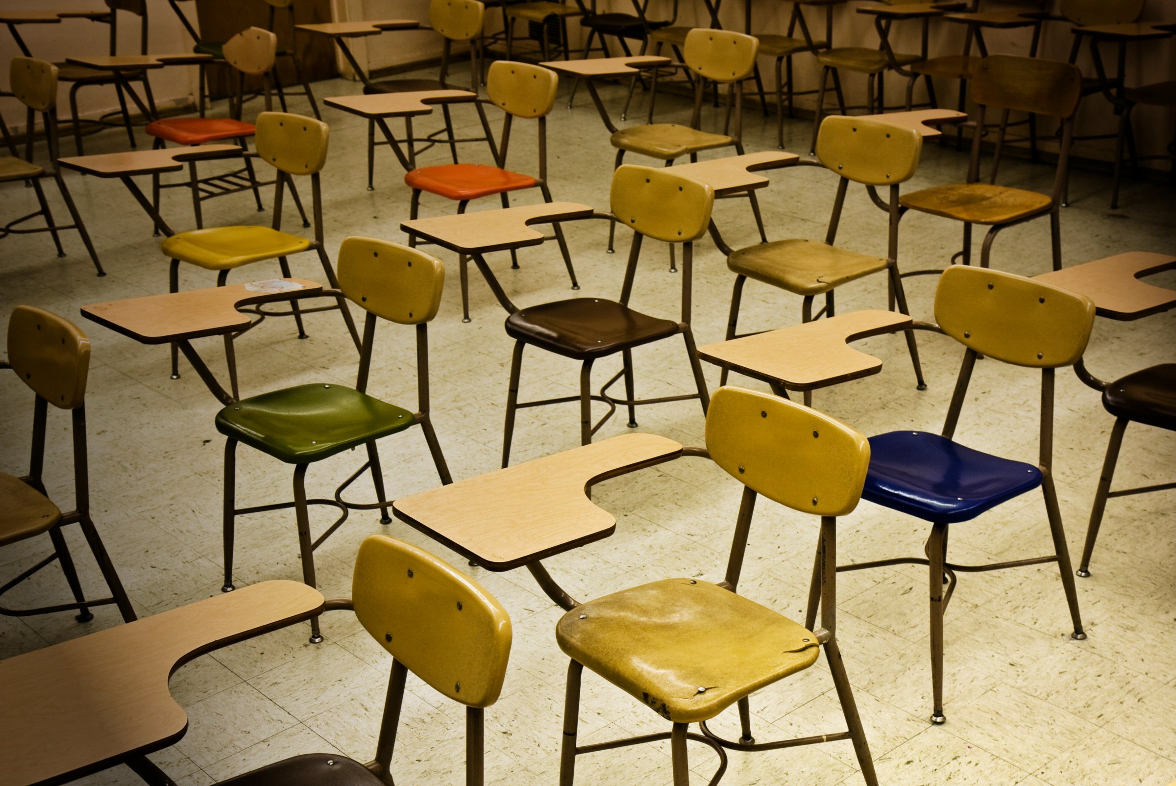 Chairs in an empty classroom
