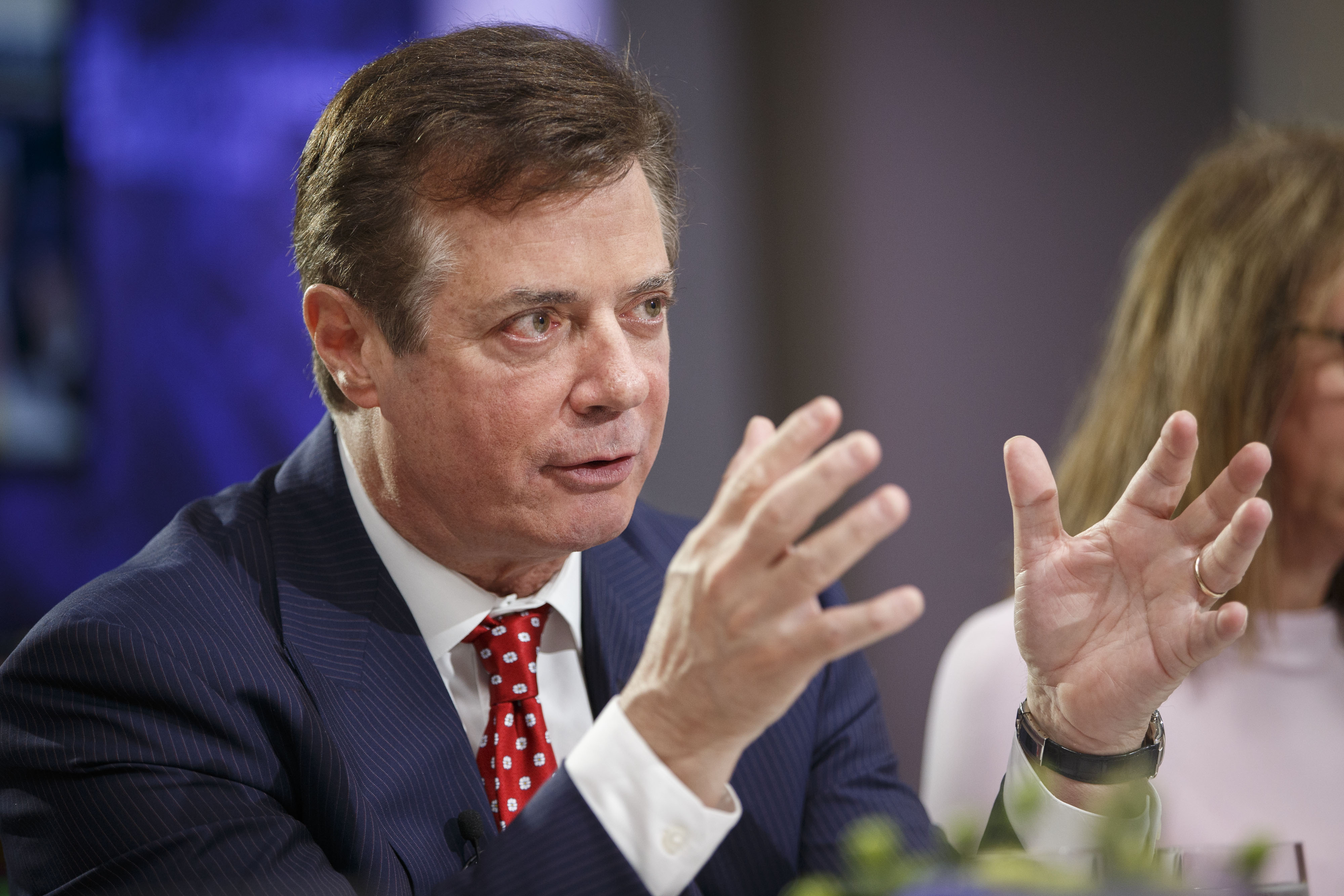 Paul Manafort, campaign manager for Republican Presidential Nominee Donald Trump, speaks during a Bloomberg Politics interview on the sidelines of the Republican National Convention (RNC) in Cleveland, Ohio, on July 18, 2016. (Patrick Fallon—Bloomberg/Getty Images)
