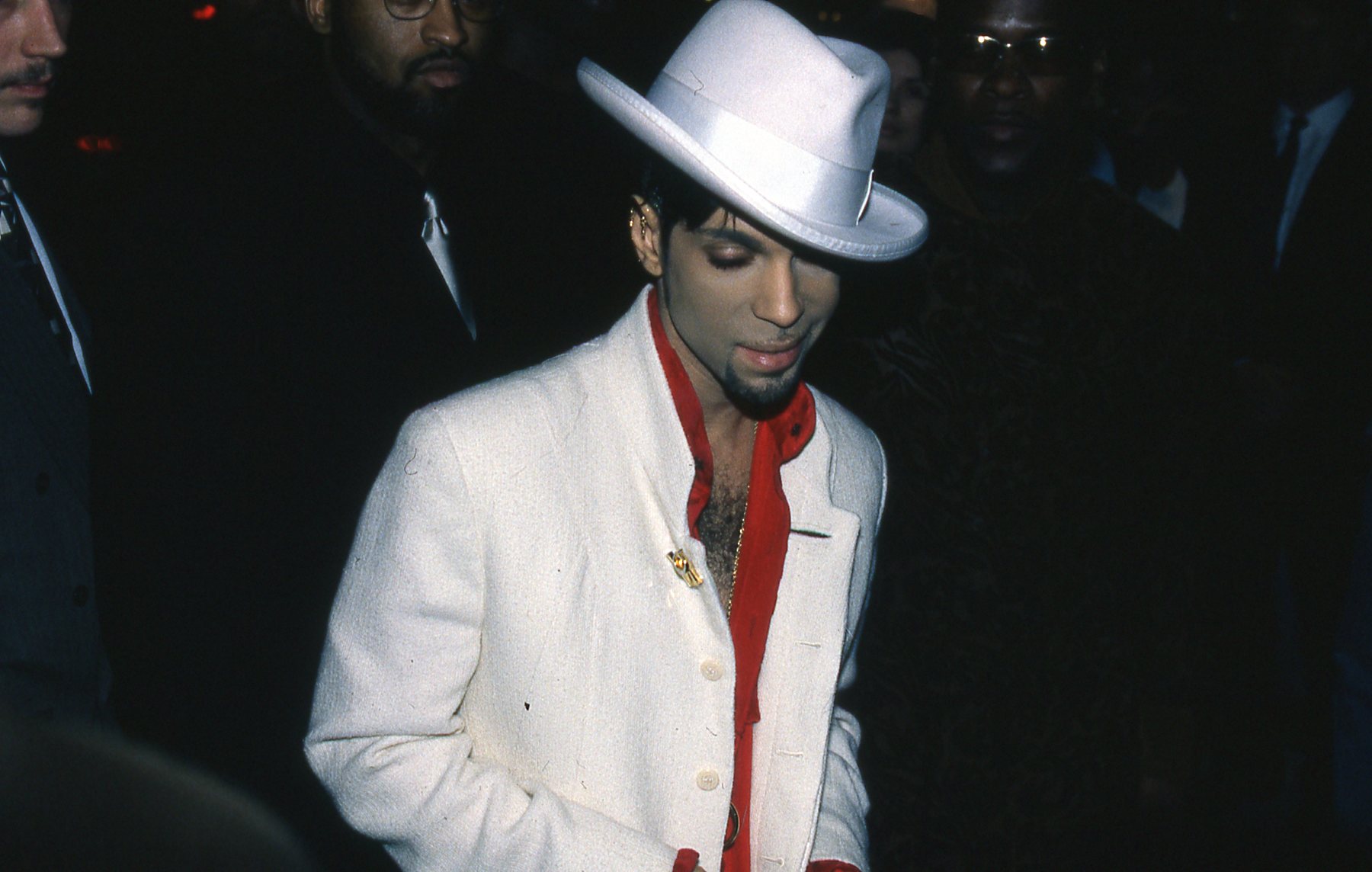 American musician Prince (1958 - 2016) arrives at the Life Cafe for a Grammy Awards afterparty, New York, New York, February 27, 1997. (Steve Eichner—Getty Images)