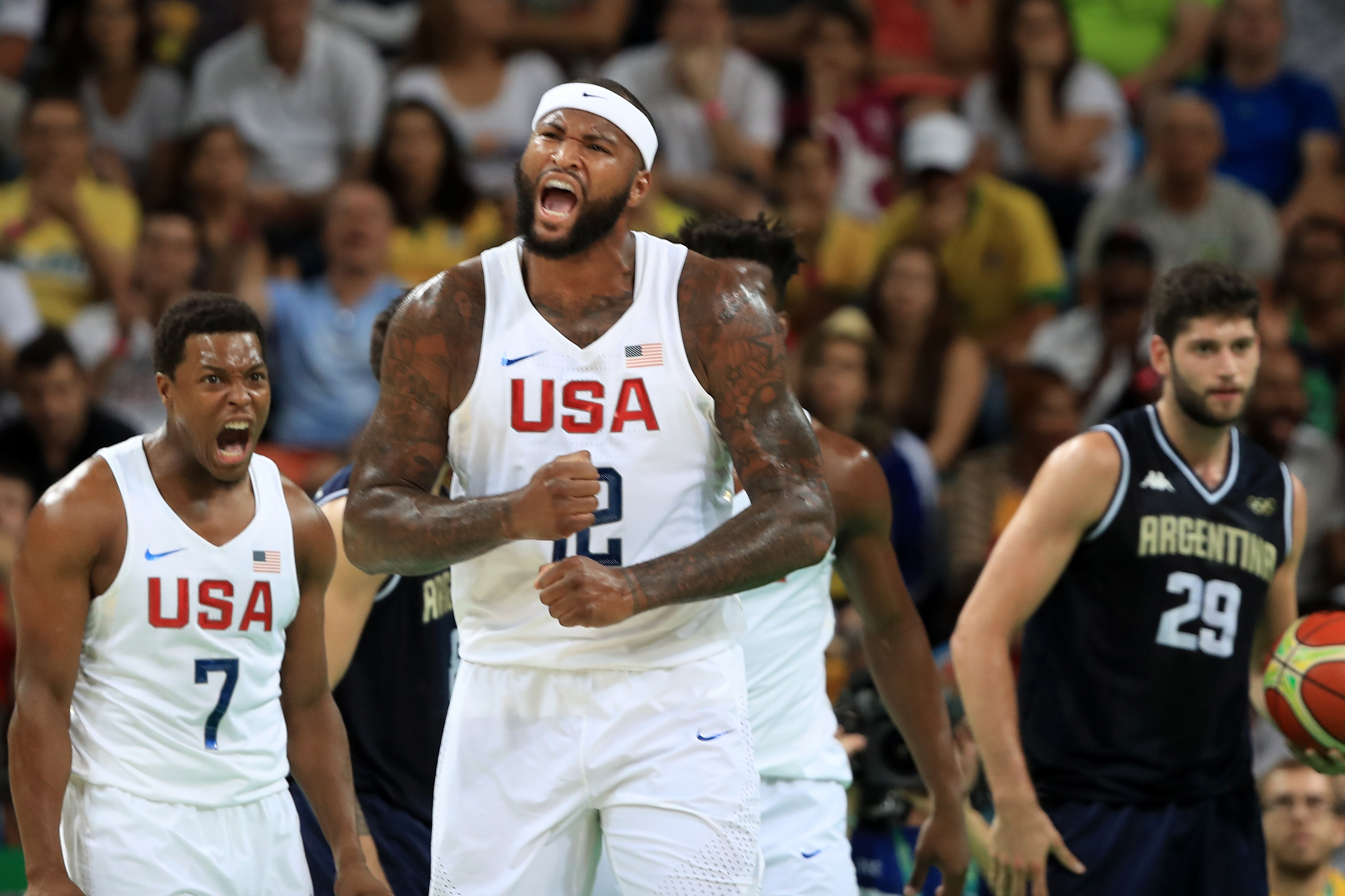 Demarcus Cousins of United States during the Men's Quarterfinal match on Day 12 of the Rio 2016 Olympic Games, on Aug. 17, 2016. (Sam Greenwood—Getty Images)