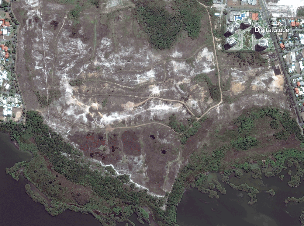 A golf course built for the Olympics in Rio, Brazil, from March 2012 to Feb. 2016. (DigitalGlobe 2016; Gif by Marisa Gertz for TIME)
