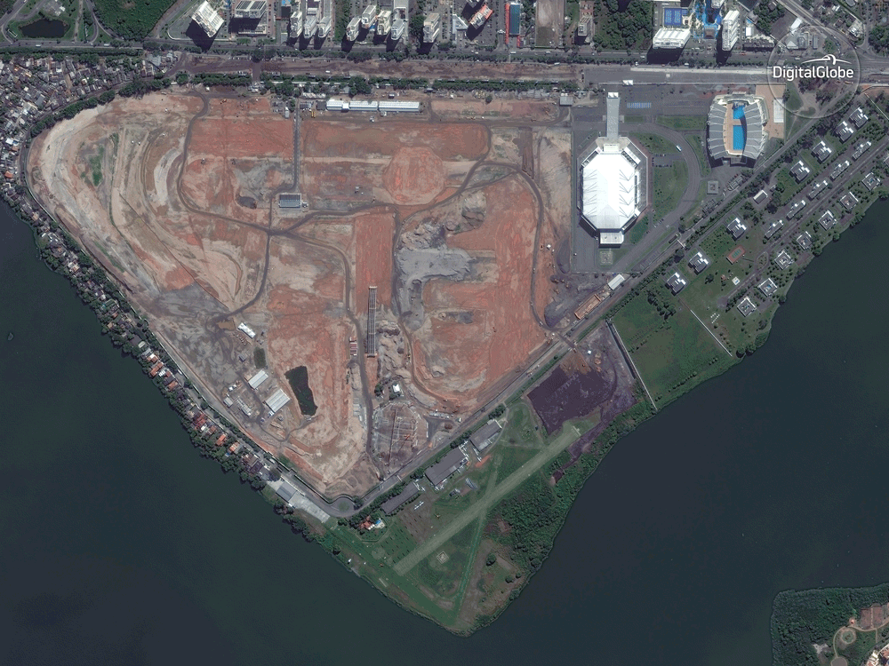 Barra Olympic Park in Rio, Brazil, from May 2013 to June 2016.