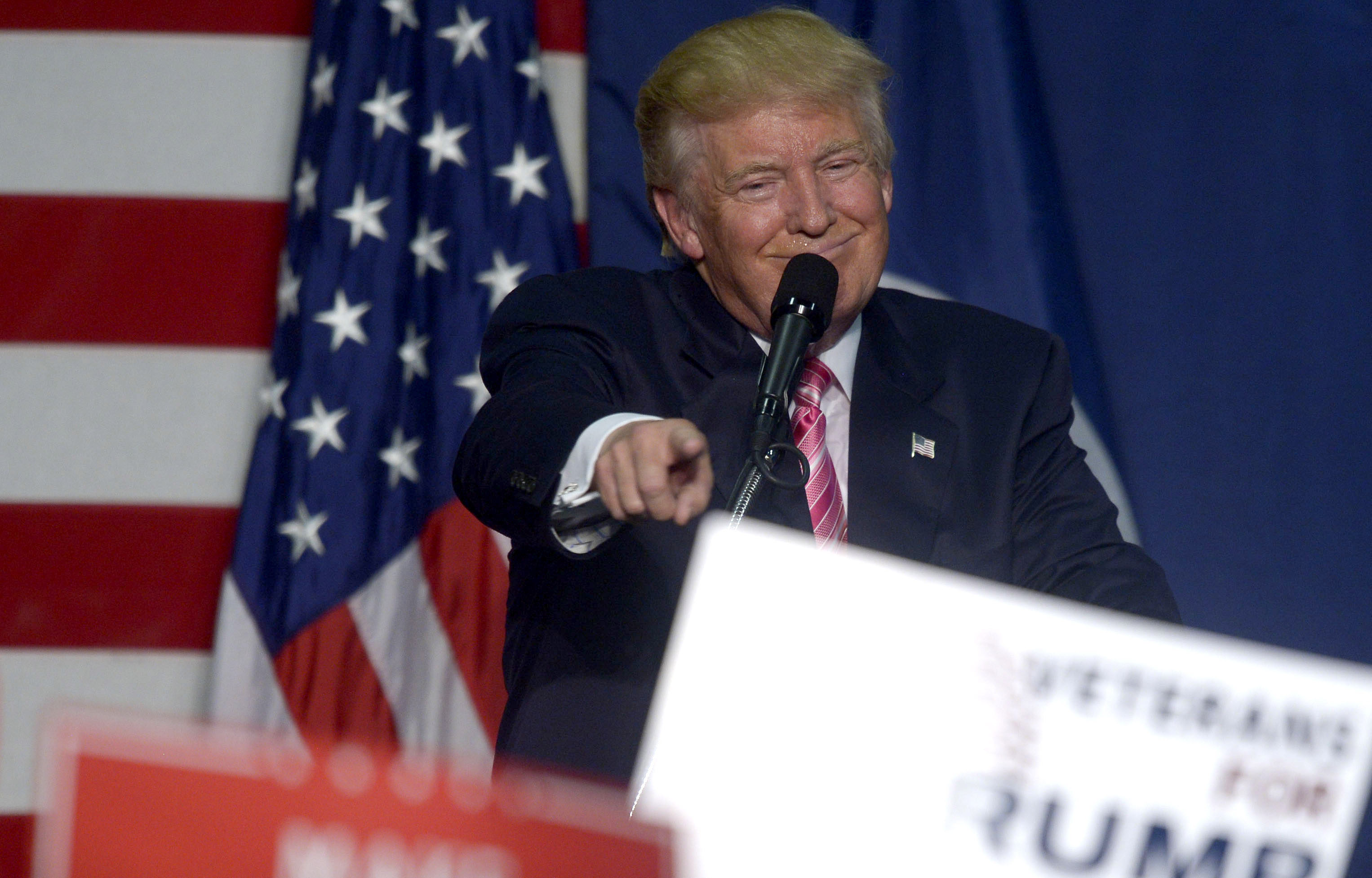 GOP nominee Donald Trump holds a rally in Fredricksburg, VA on Aug. 20, 2016.