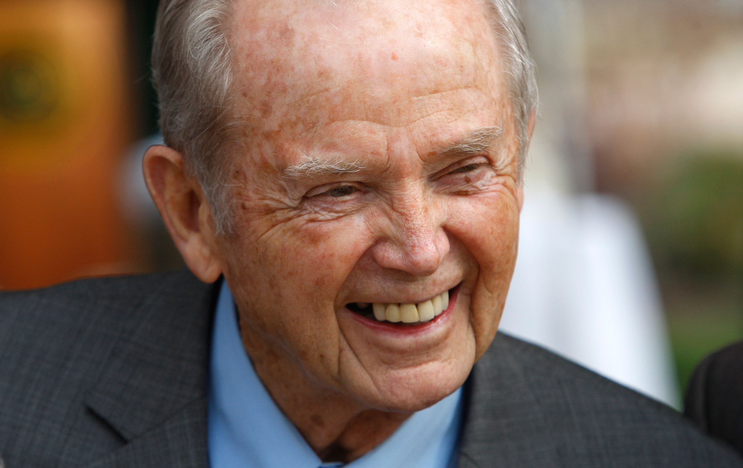 Former Michigan Gov. William Milliken is seen before the dedication of the William G. Milliken State Park &amp; Harbor, Thursday, Oct. 22, 2009 in Detroit. (AP Photo/Carlos Osorio)