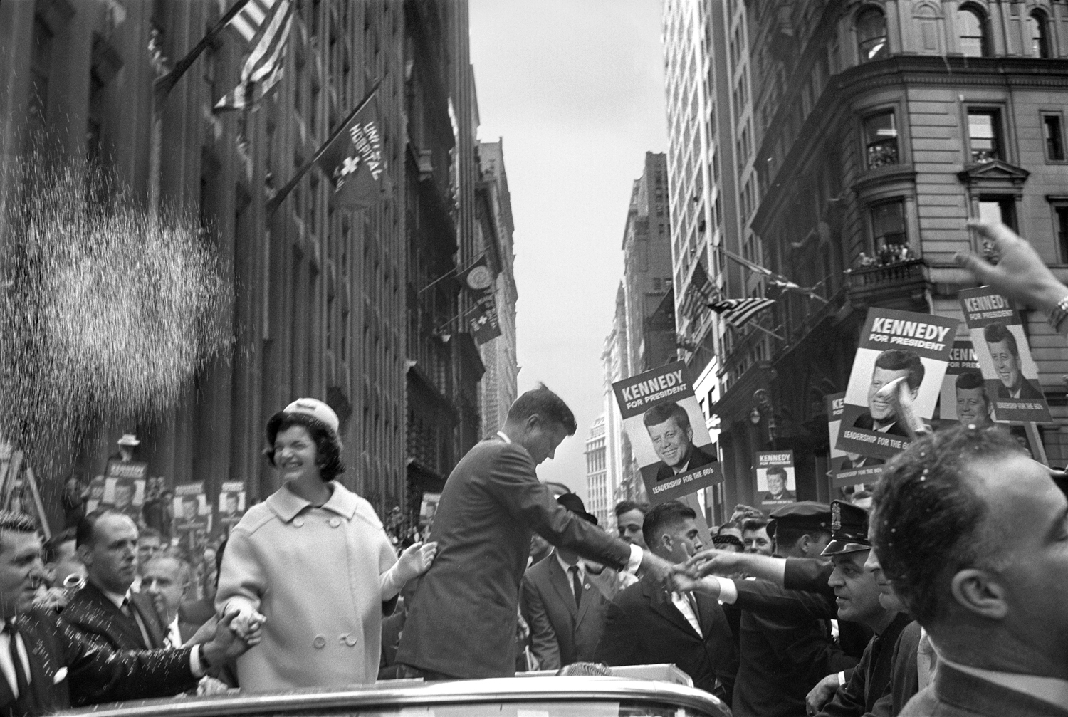 John F. Kennedy and his wife, Jackie, campaigning in New York, Oct. 19, 1960.