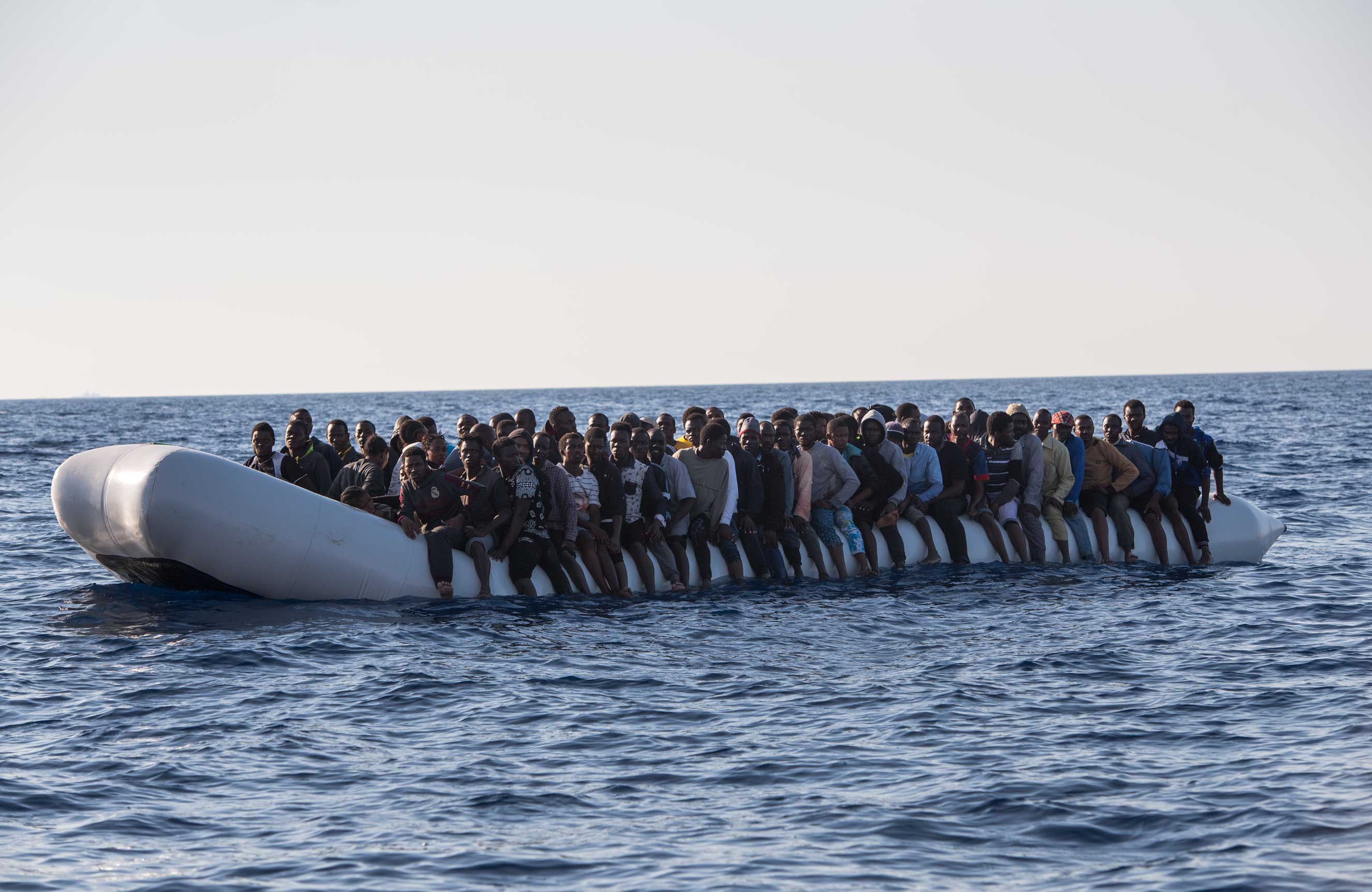 This group of more than 130 migrants made it only a fraction of the way to Europe before being rescued at sea. (Lynsey Addario—Getty Images Reportage for TIME)