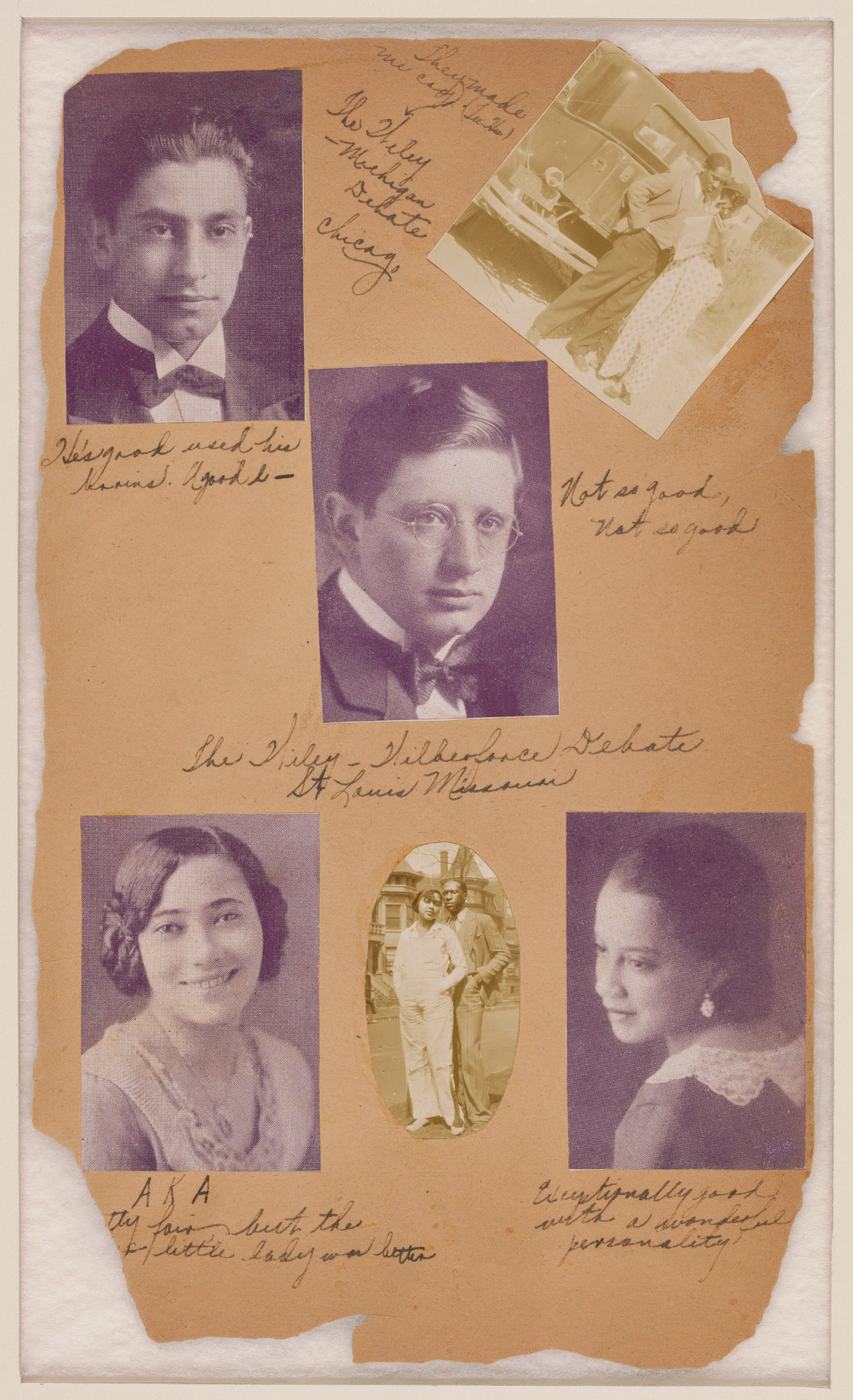 Scrapbook page about the Wiley College Debate Team, 1929-1930.