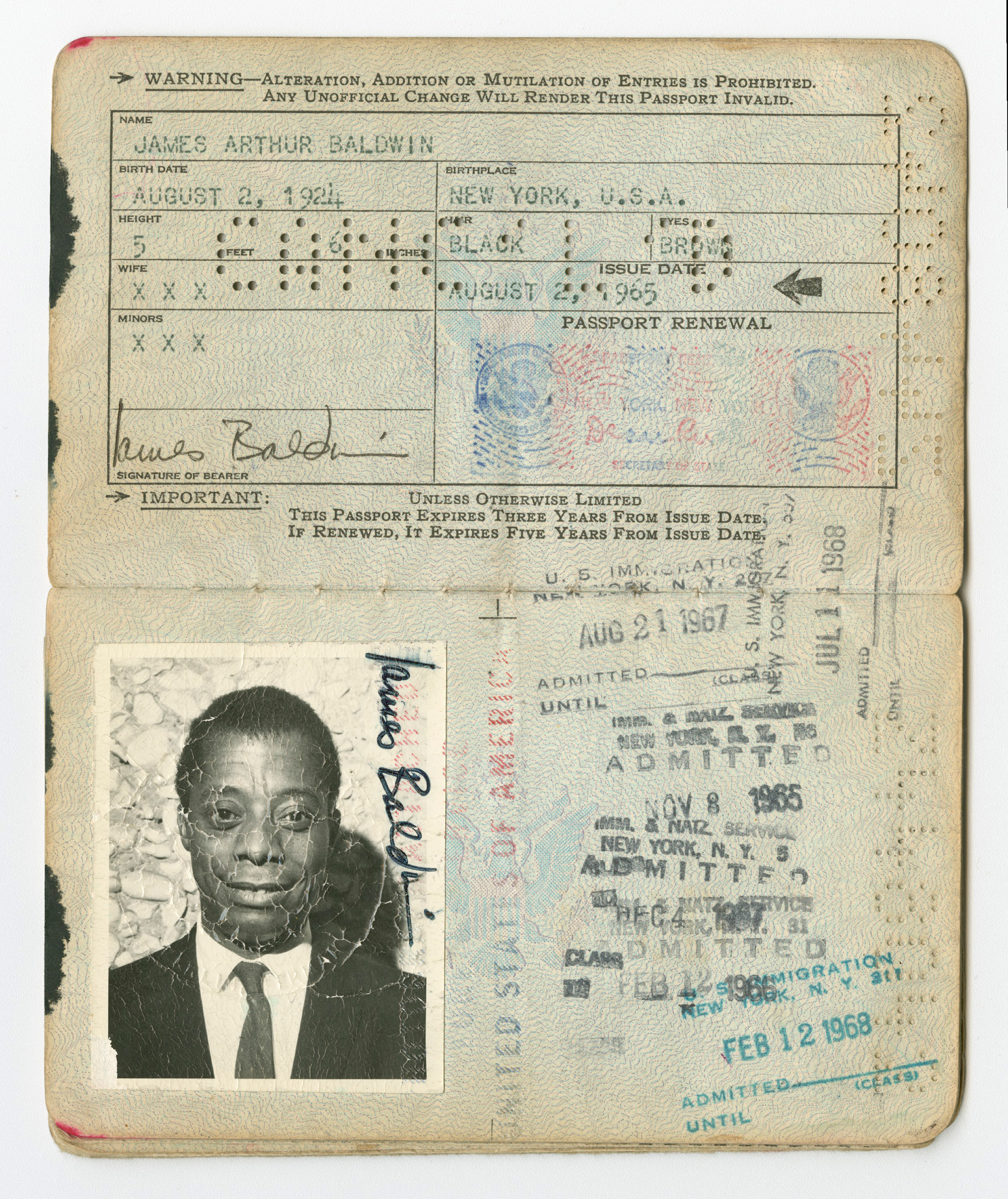 Passport belong to James Baldwin.