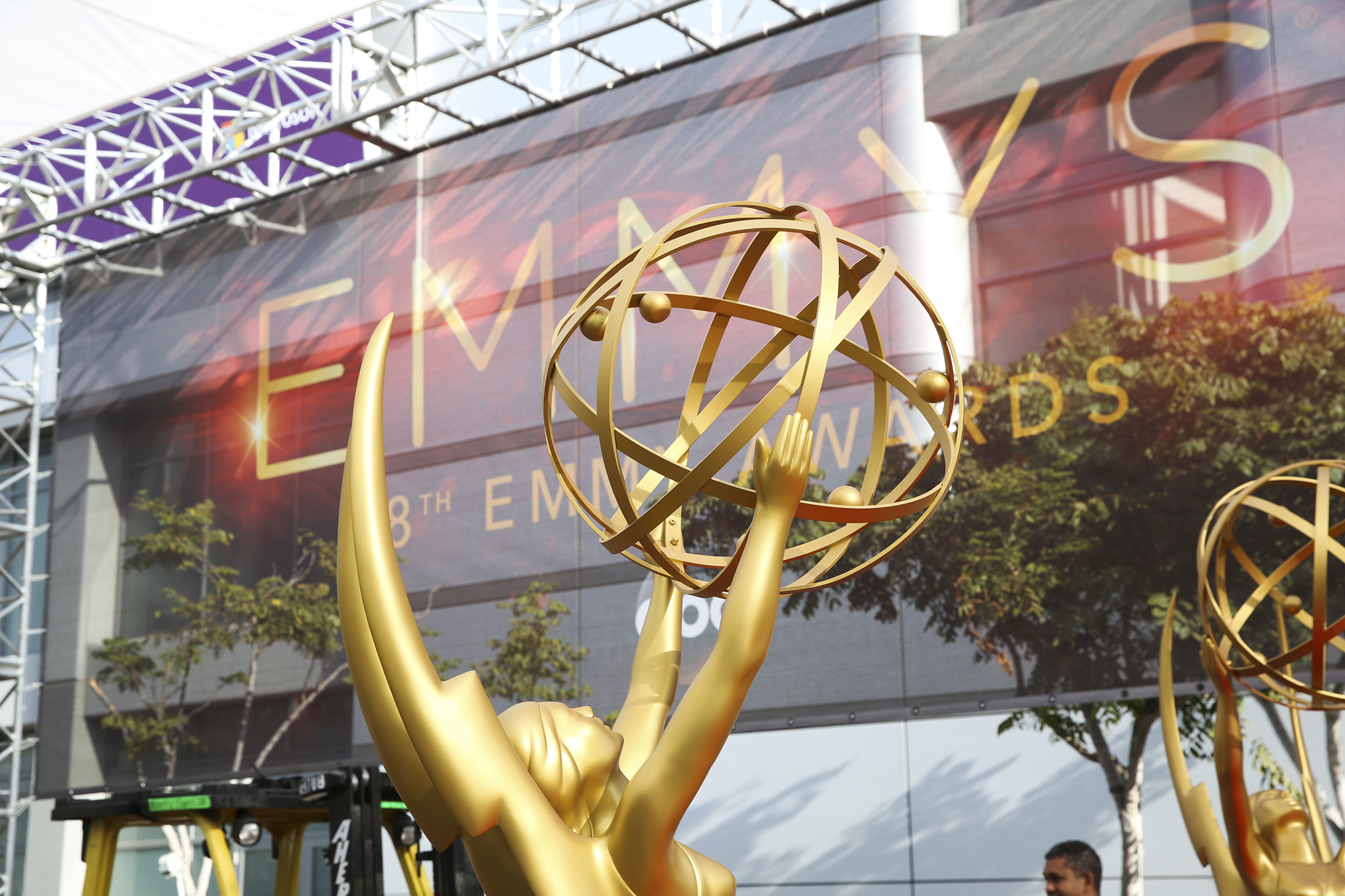 Emmy statues appear at the 2016 Primetime Emmy Awards Press Preview Day at the Microsoft Theater on Wednesday, Sept. 14, 2016, in Los Angeles.
