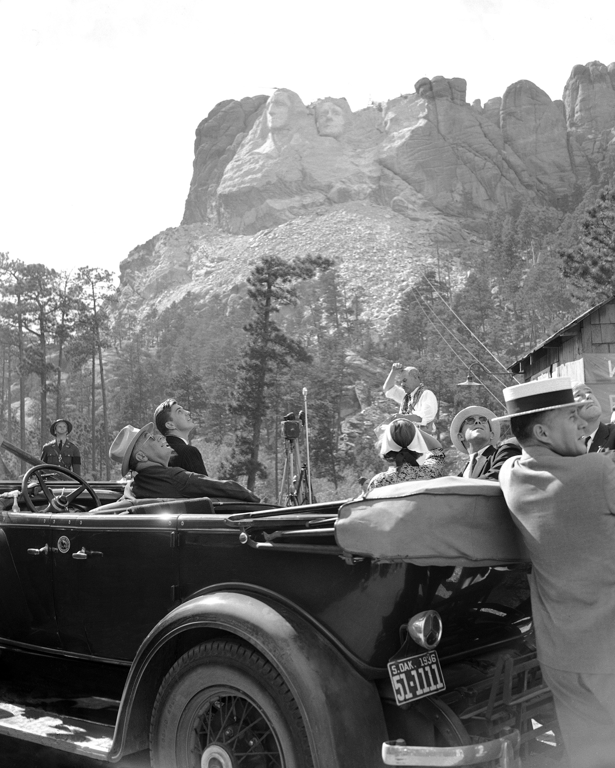 Franklin Roosevelt at Mount Rushmore in 1936.