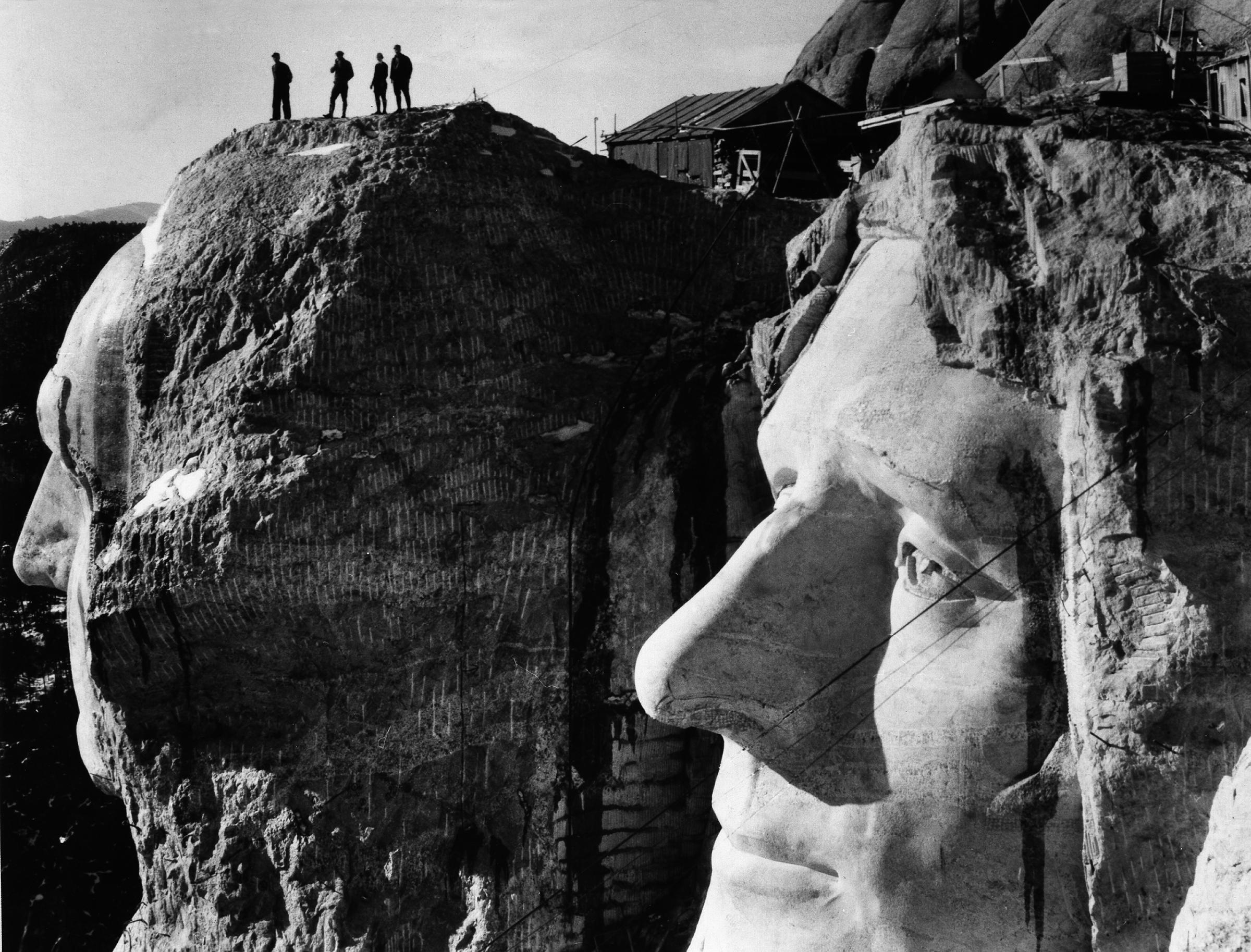 Mount Rushmore under construction in 1936.