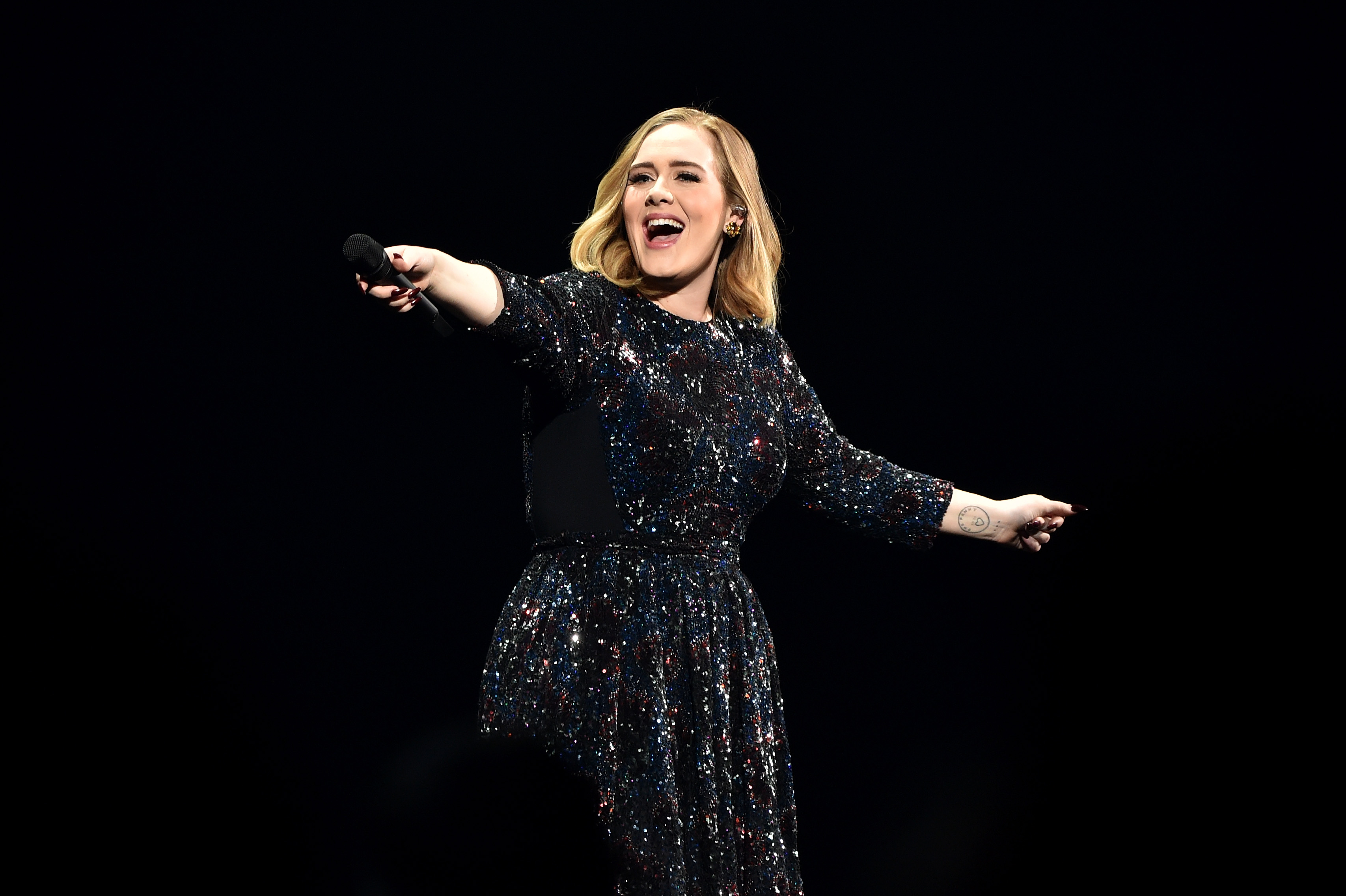 Adele performs at Genting Arena on March 29, 2016 in Birmingham, England. (Gareth Cattermole/Getty Images)