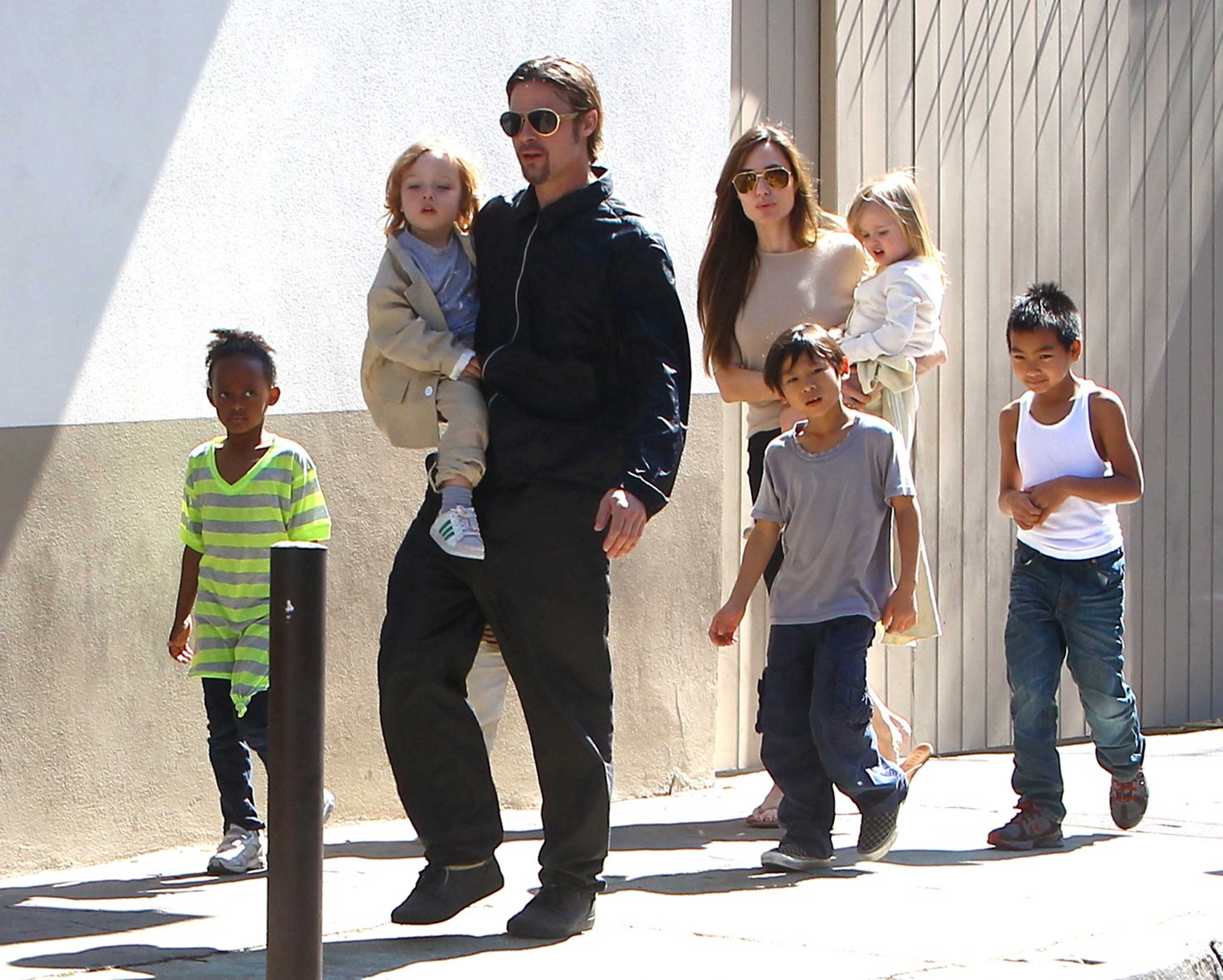 Jolie is filing for sole custody of her and Pitt’s six children (seen here in 2011, sans Shiloh) (Splash News)