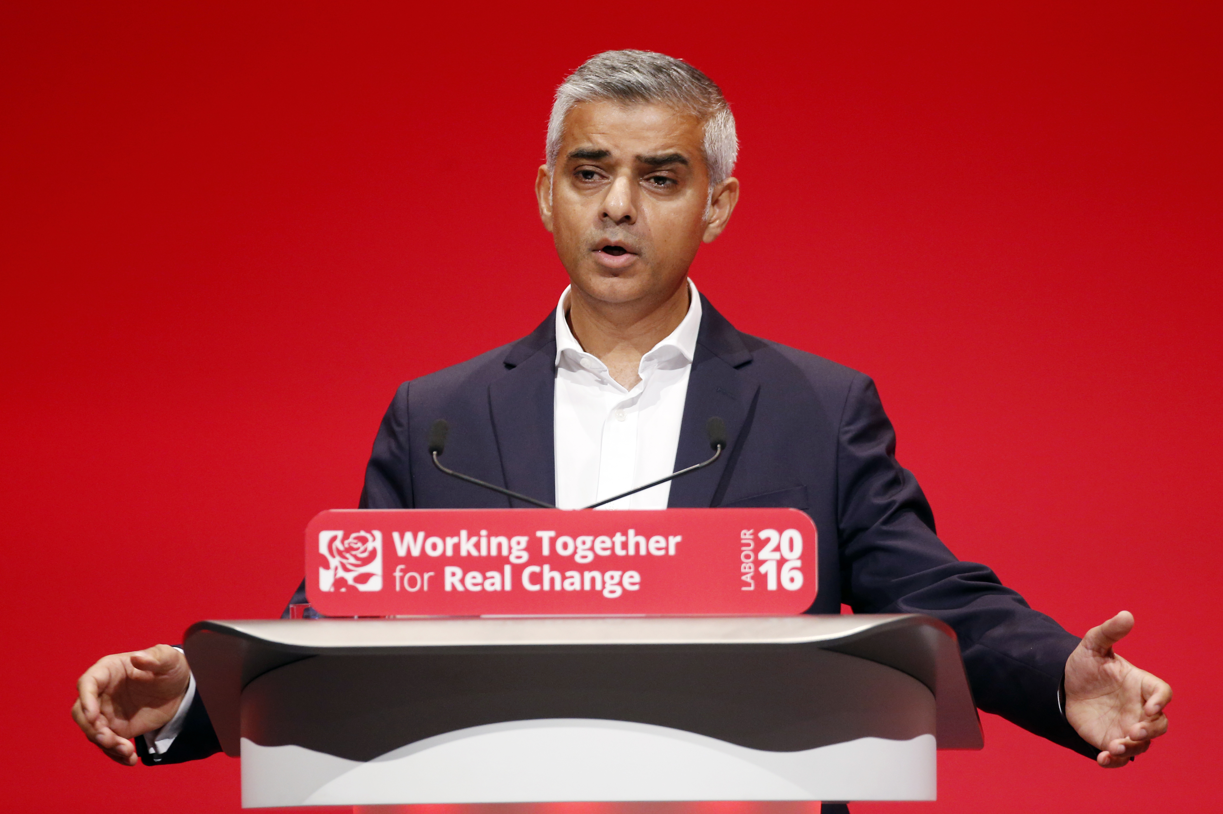 Mayor of London Sadiq Khan speaks during the Labour Autumn Conference at the ACC Liverpool (Danny Lawson—PA Wire/Press Association Images)