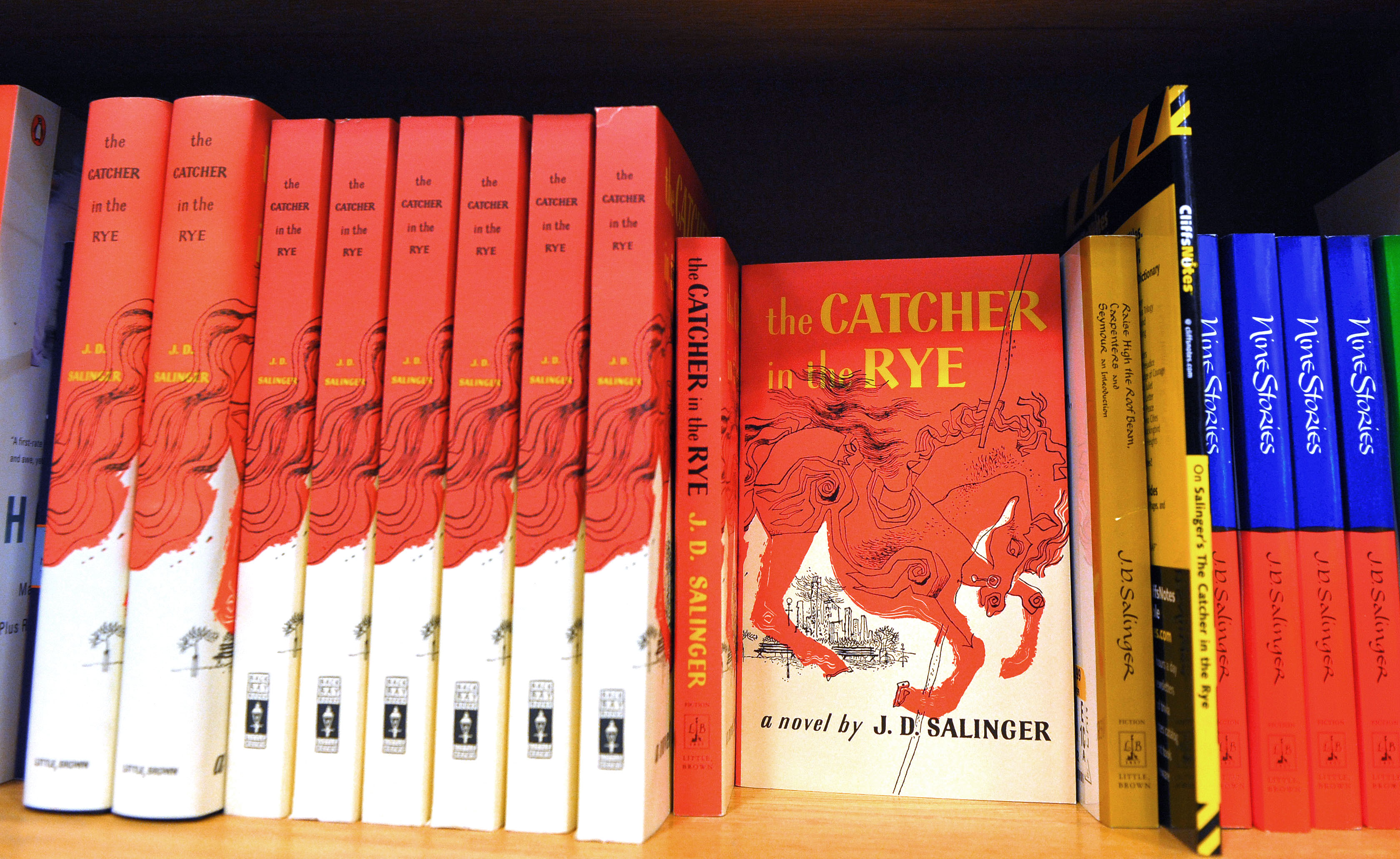 A January 28, 2010 photo shows a copies of "The Catcher in the Rye" by author J.D. Salinger at a bookstore in Washington, DC. (Mandel Ngan&mdash;Getty Images)
