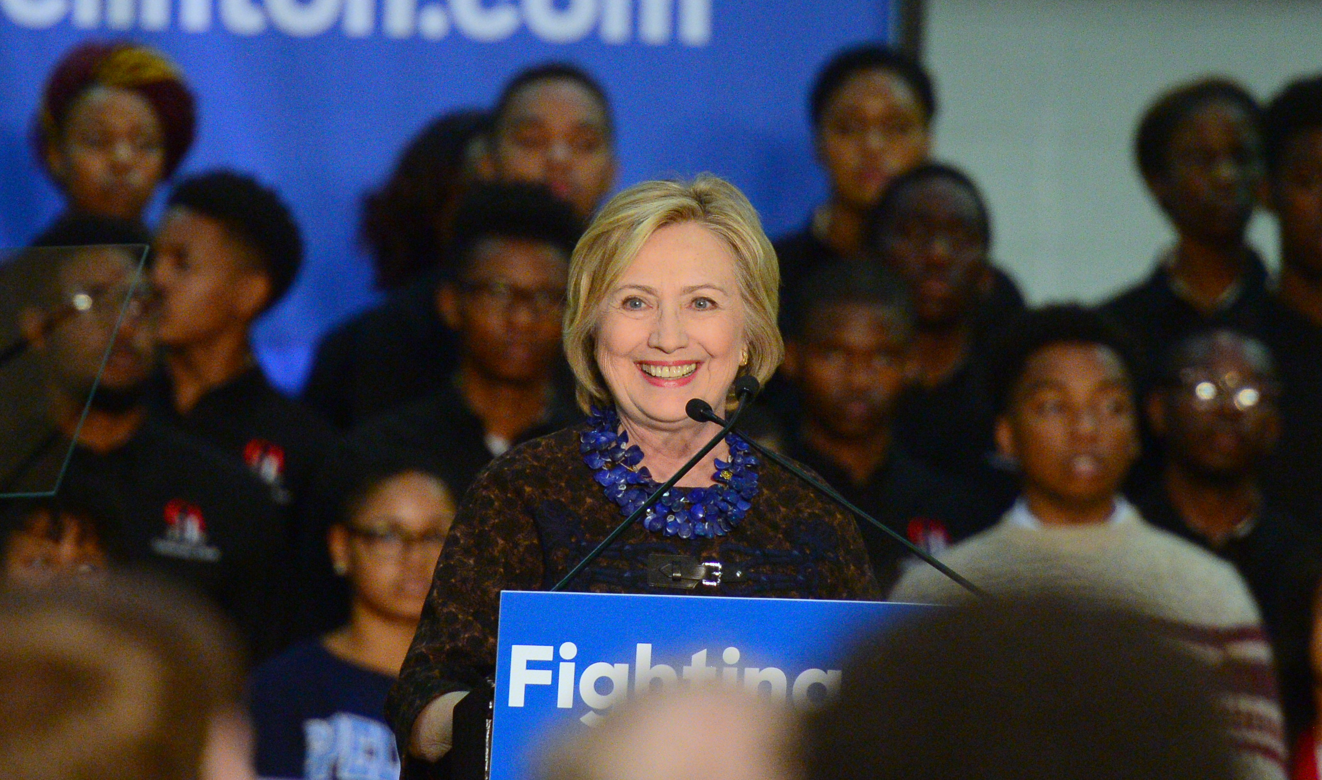 Hillary Clinton Speaks to Supporters during the 