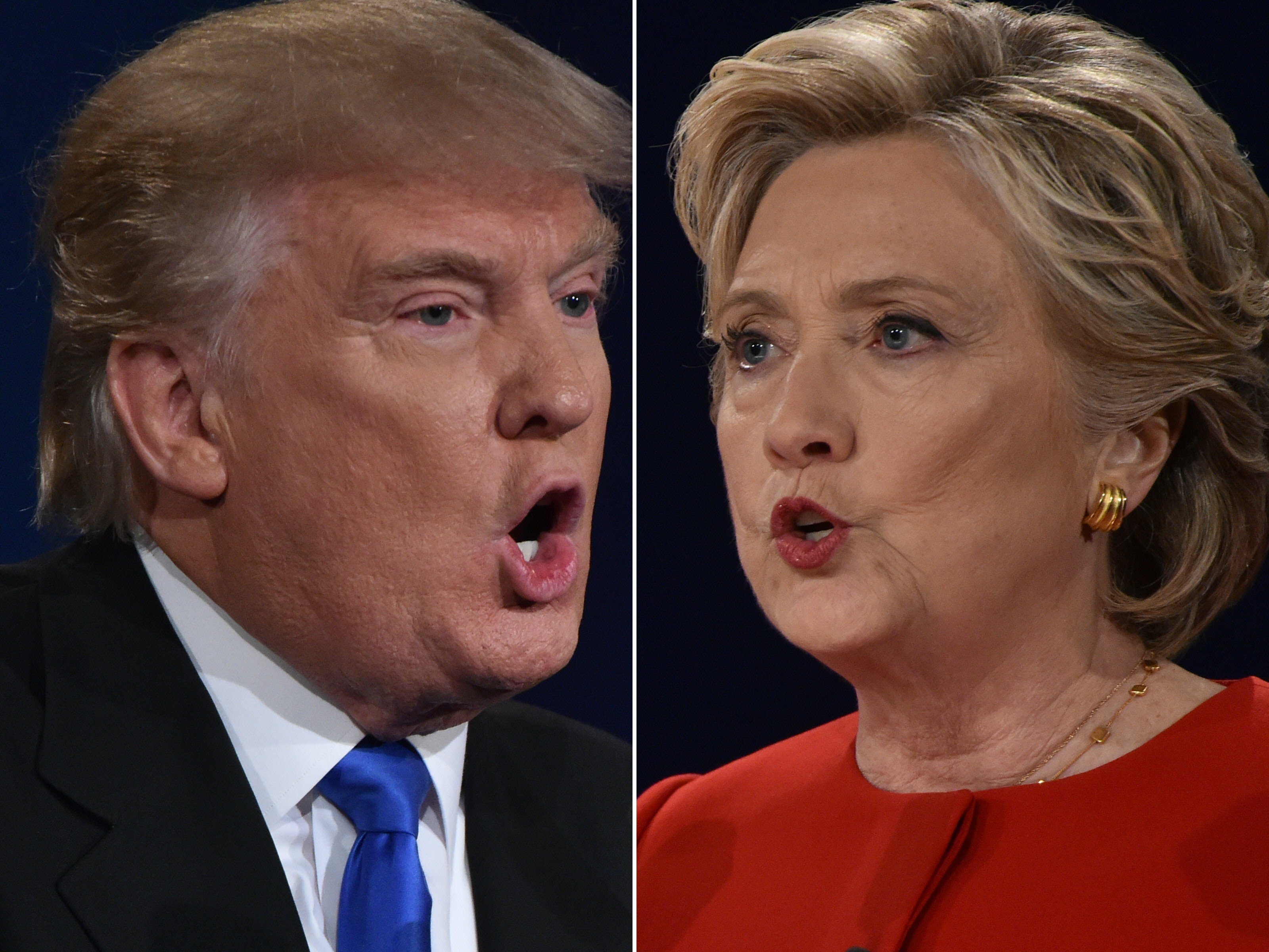 Republican nominee Donald Trump and Democratic nominee Hillary Clinton face off during the first presidential debate at Hofstra University in Hempstead, N.Y., on Sept. 26, 2016.