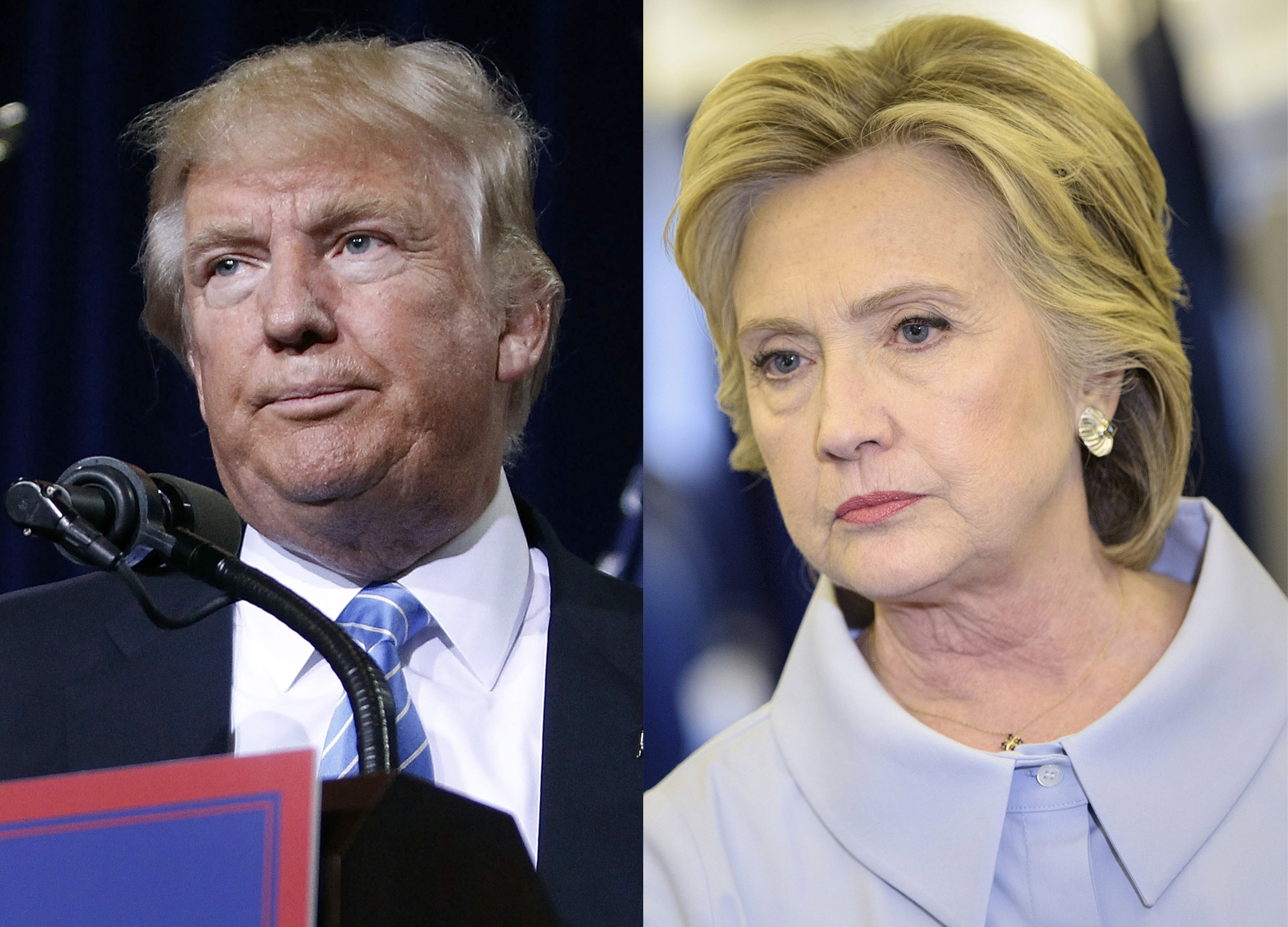 Republican Presidential Nominee Donald Trump, left and Democratic Presidential Nominee Hillary Clinton. (Getty Images)