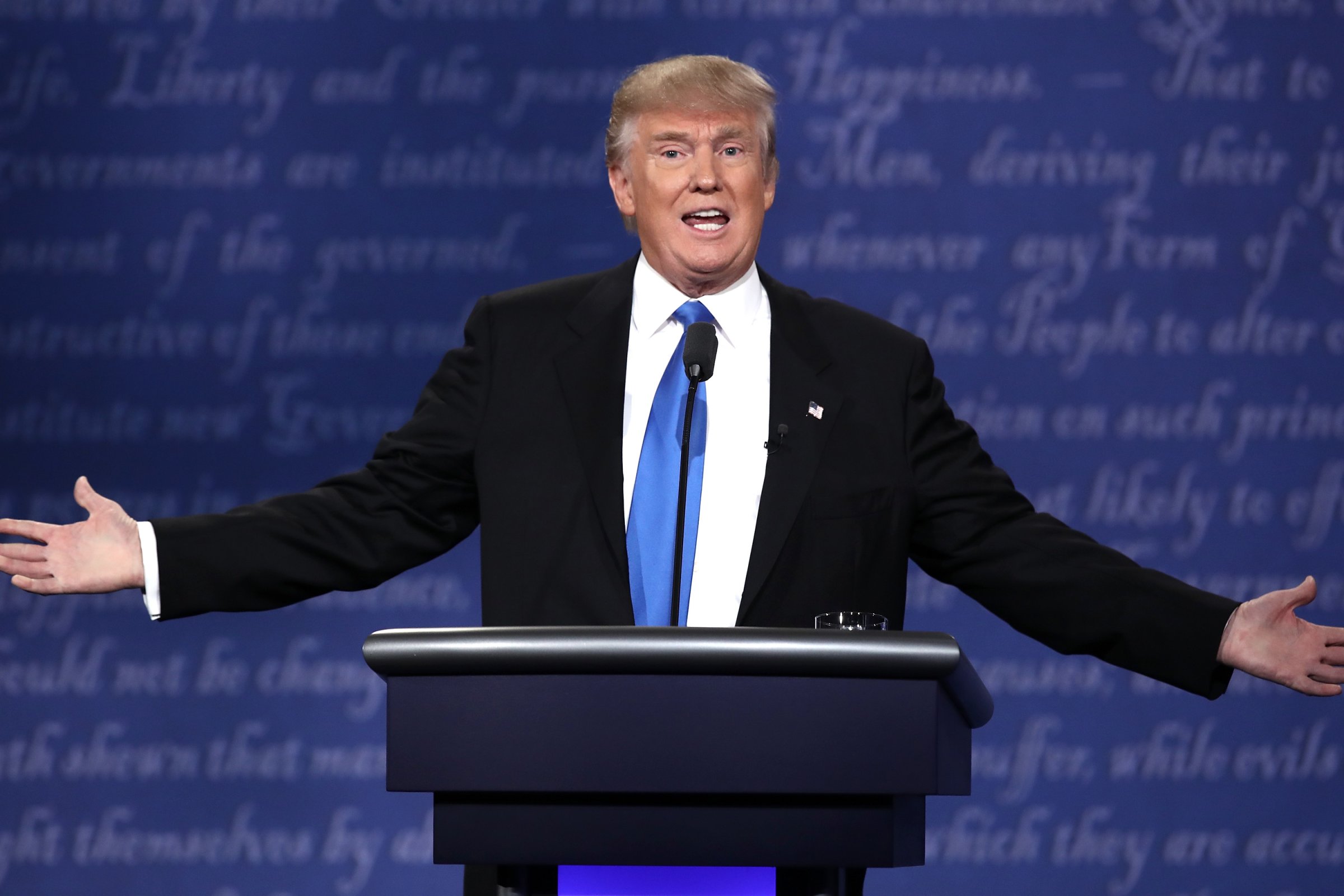 Republican presidential nominee Donald Trump speaks during the Presidential Debate at Hofstra University in Hempstead, N.Y., on Sept. 26, 2016.