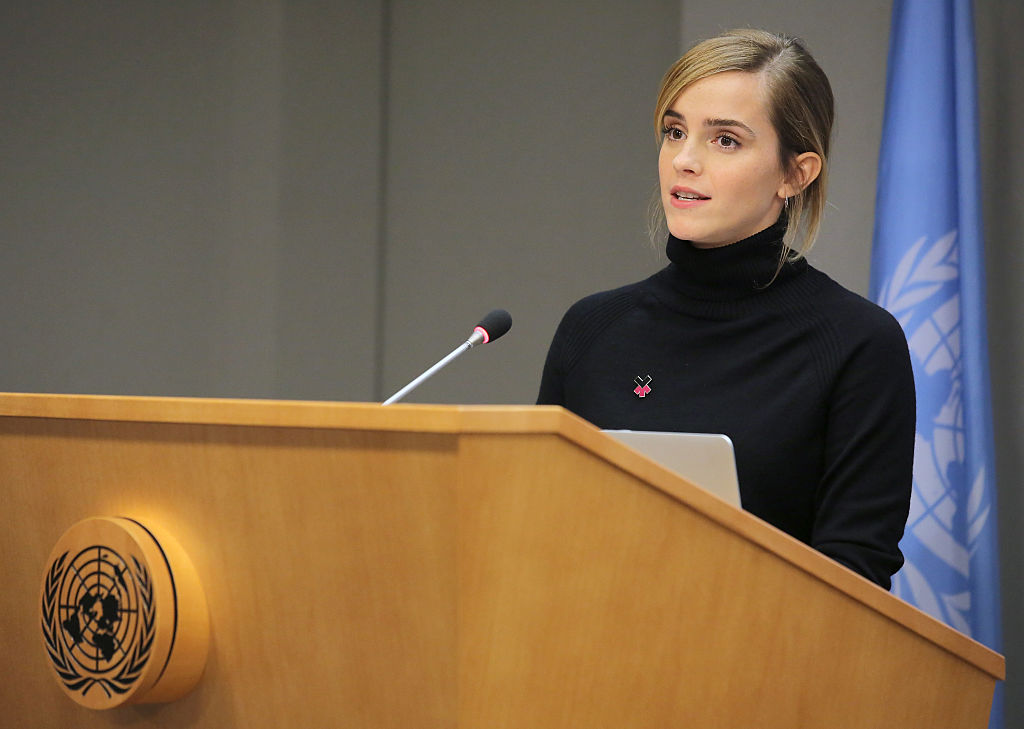 NEW YORK, NY - SEPTEMBER 20:  Actress Emma Watson speaks at the launch of the HeForShe IMPACT 10x10x10 University Parity Report at The United Nations on September 20, 2016 in New York City.  (Photo by J. Countess/Getty Images) (J. Countess/Getty Images)