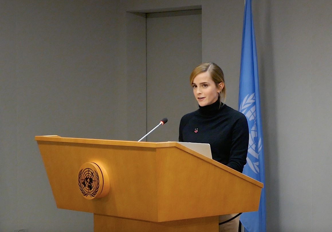 UN Women Goodwill Ambassador actress Emma Watson makes a speech at the launch of the HeForShe IMPACT 10x10x10 University Parity Report at the United Nations headquarters in New York City on Sept. 20, 2016. (elcuk Acar—Anadolu Agency/Getty Images)