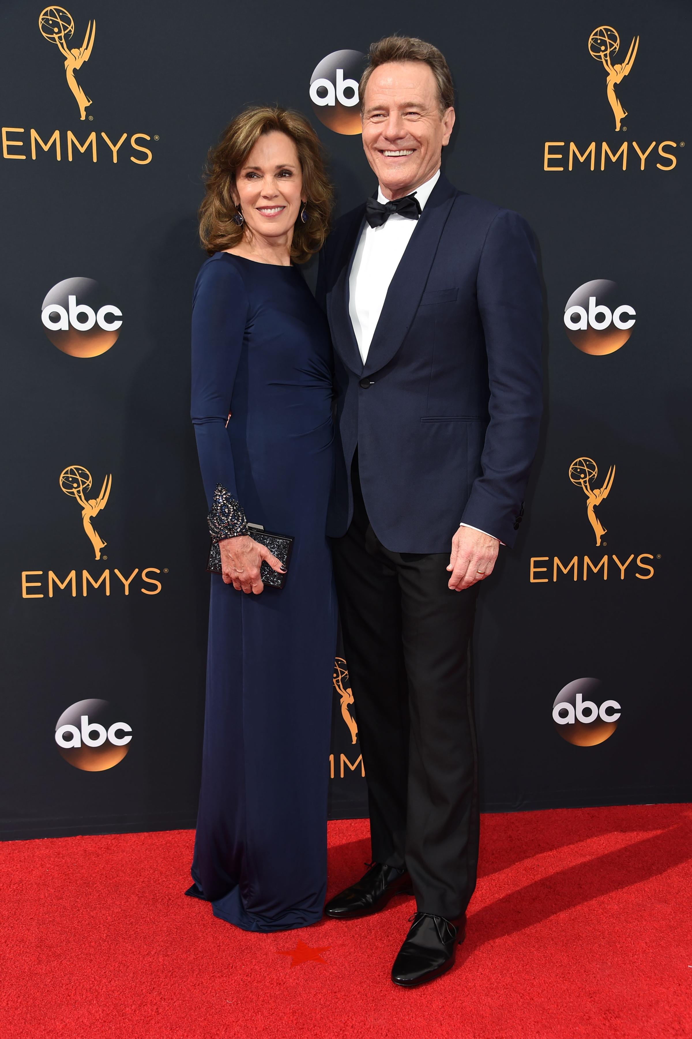 Robin Dearden and Bryan Cranston arrive at the 68th Annual Primetime Emmy Awards at Microsoft Theater on September 18, 2016 in Los Angeles.