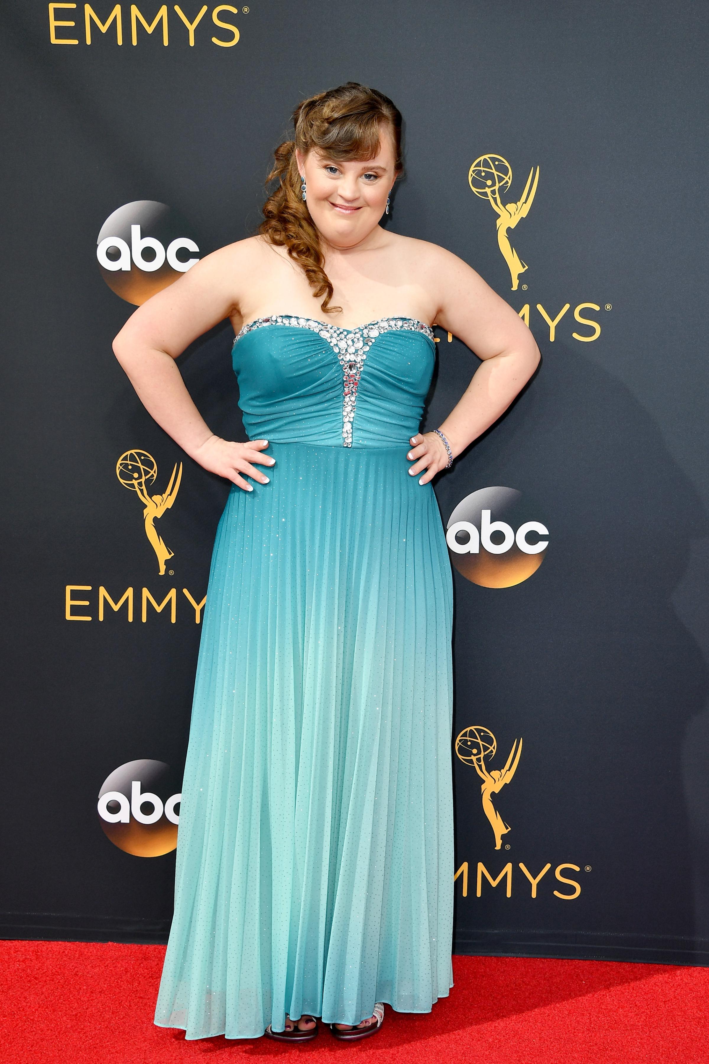 Jamie Brewer arrives at the 68th Annual Primetime Emmy Awards at Microsoft Theater on September 18, 2016 in Los Angeles.