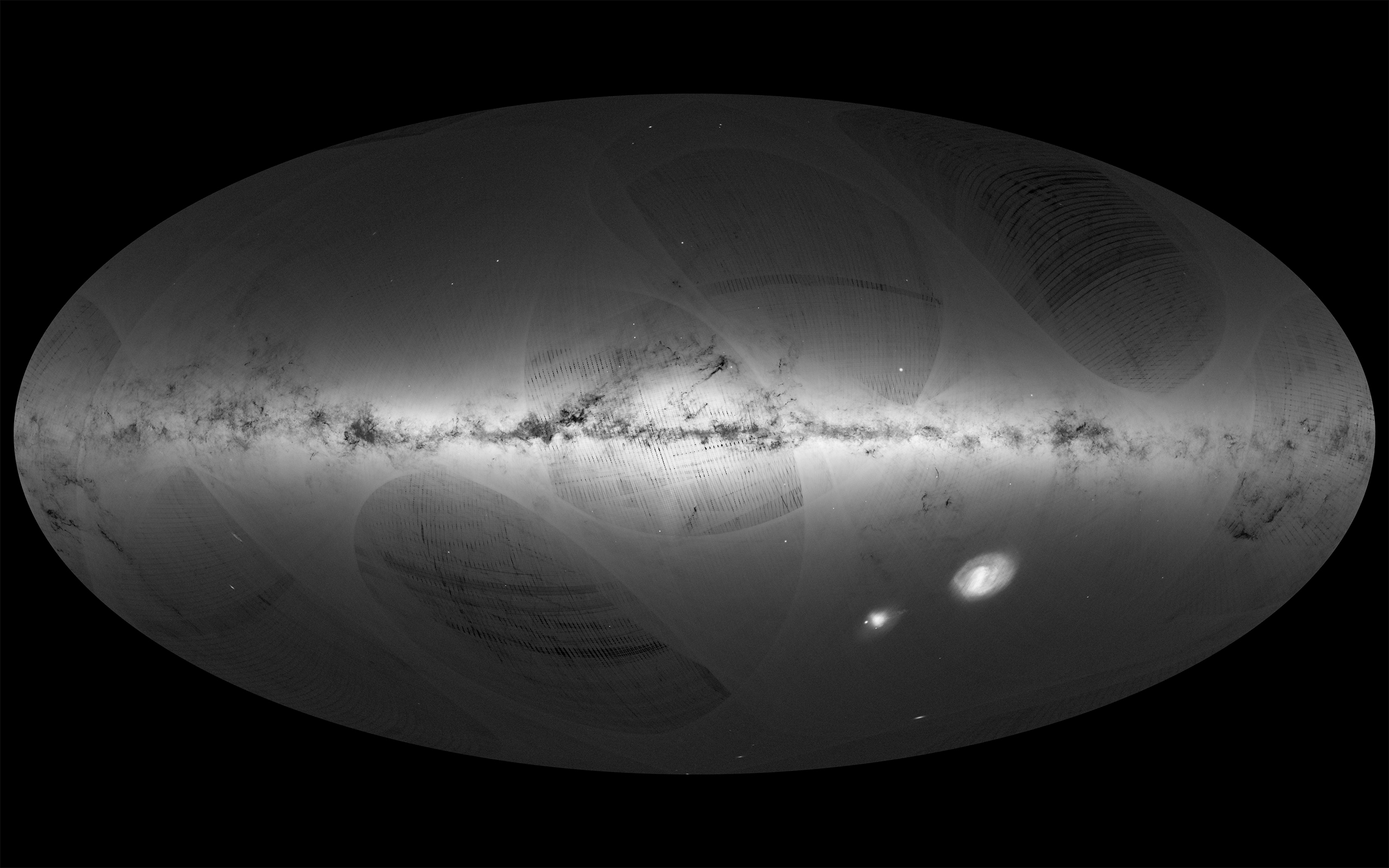 An all-sky view of stars in our Galaxy – the Milky Way – and neighboring galaxies, based on the first year of observations from ESA’s Gaia satellite, from July 2014 to Sept. 2015. (ESA/Gaia/DPAC)