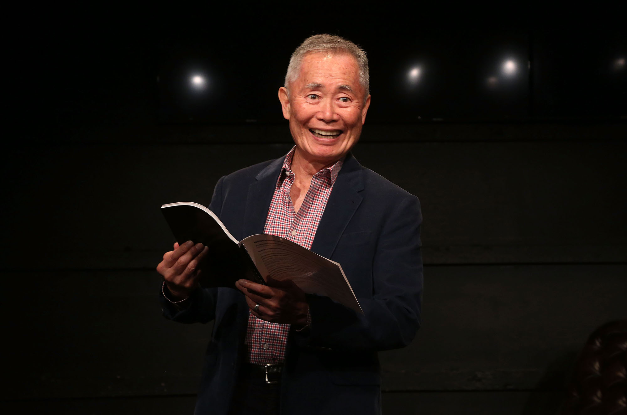 George Takei performing in the new play "White Rabbit Red Rabbit" at The Westside Theatre on June 15, 2016 in New York City.