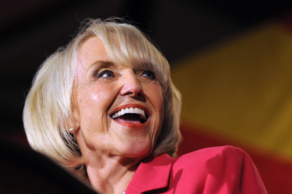 Arizona Governor Jan Brewer addresses the crowd during an Arizona Republican Party election night event at the Hyatt Regency November 2, 2010 in Phoenix, Arizona.