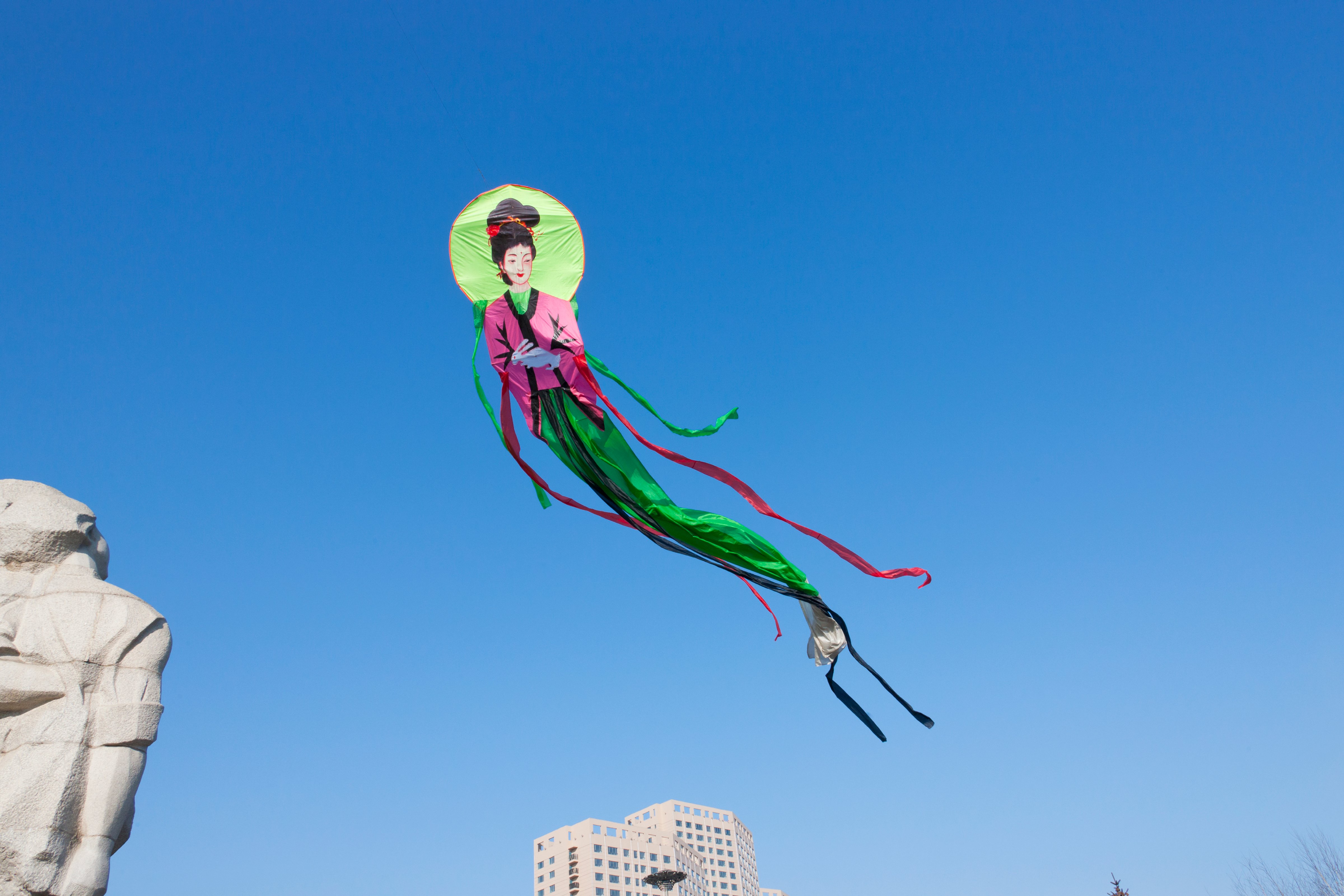 In this undated file photo, a kite of Chang'e, the Chinese moon goddess, flies in Mudanjiang, Heilongjiang province, China (Keren Su—Getty Images/China Span RM)