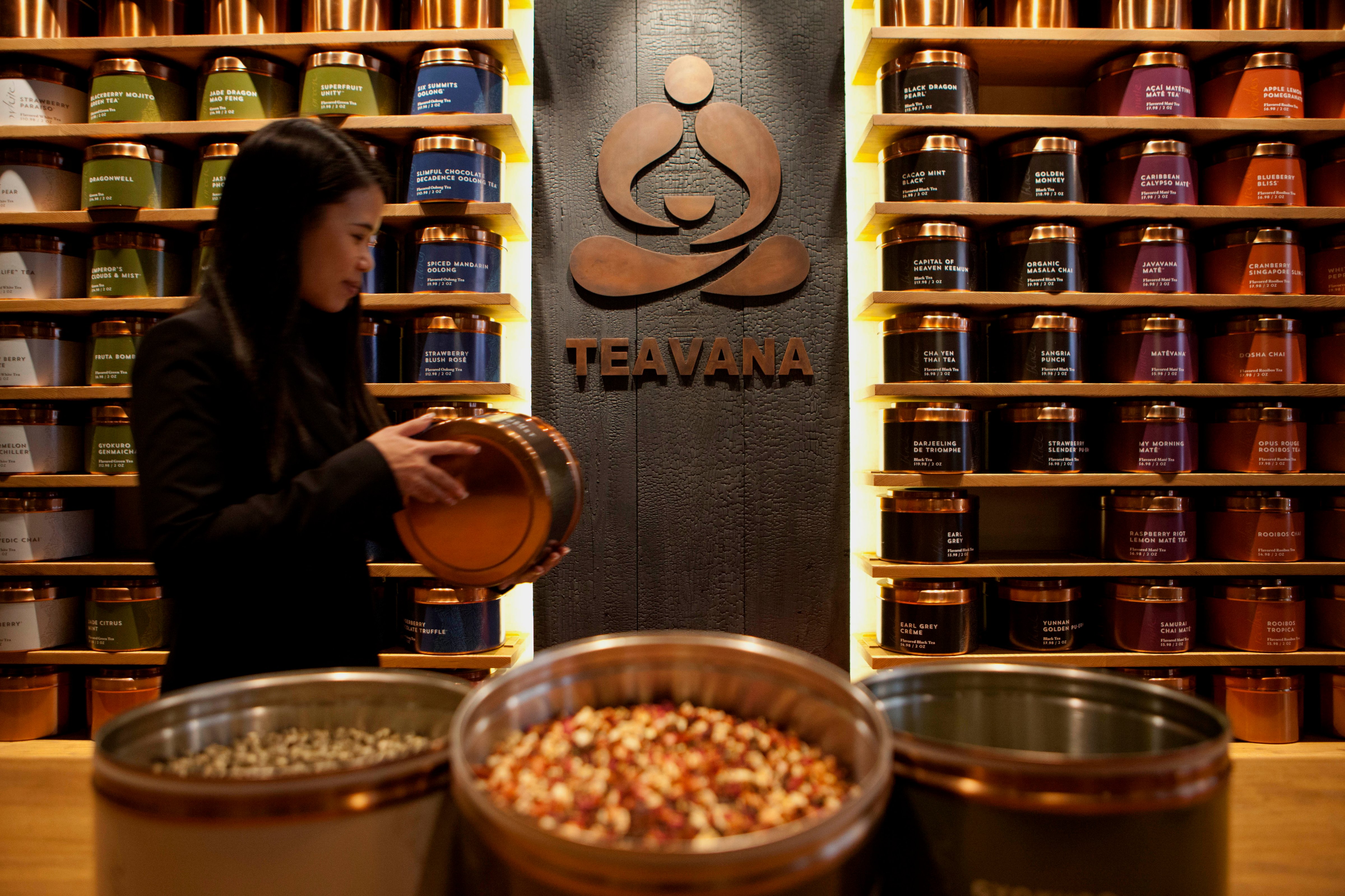 Tins of tea sit stacked at a Teavana tea bar in New York, U.S., on Oct. 24, 2013. (Mati Milstein—Bloomberg/Getty Images)