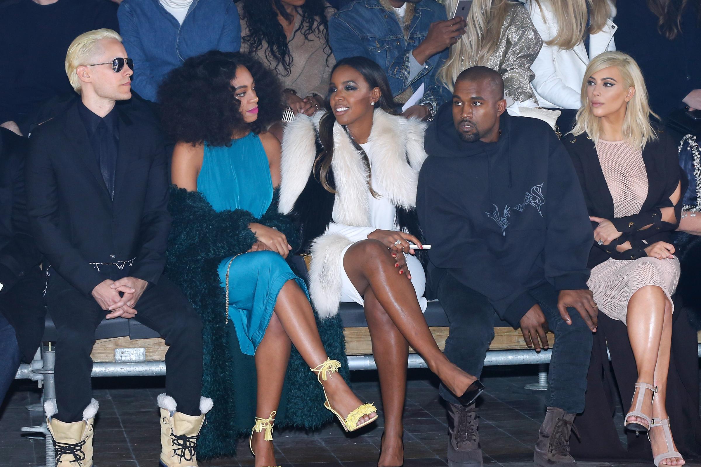 Jared Leto, Solange Knowles, Kelly Rowland, Kanye West and Kim Kardashian attend the Lanvin Fall/Winter 2015 fashion show.