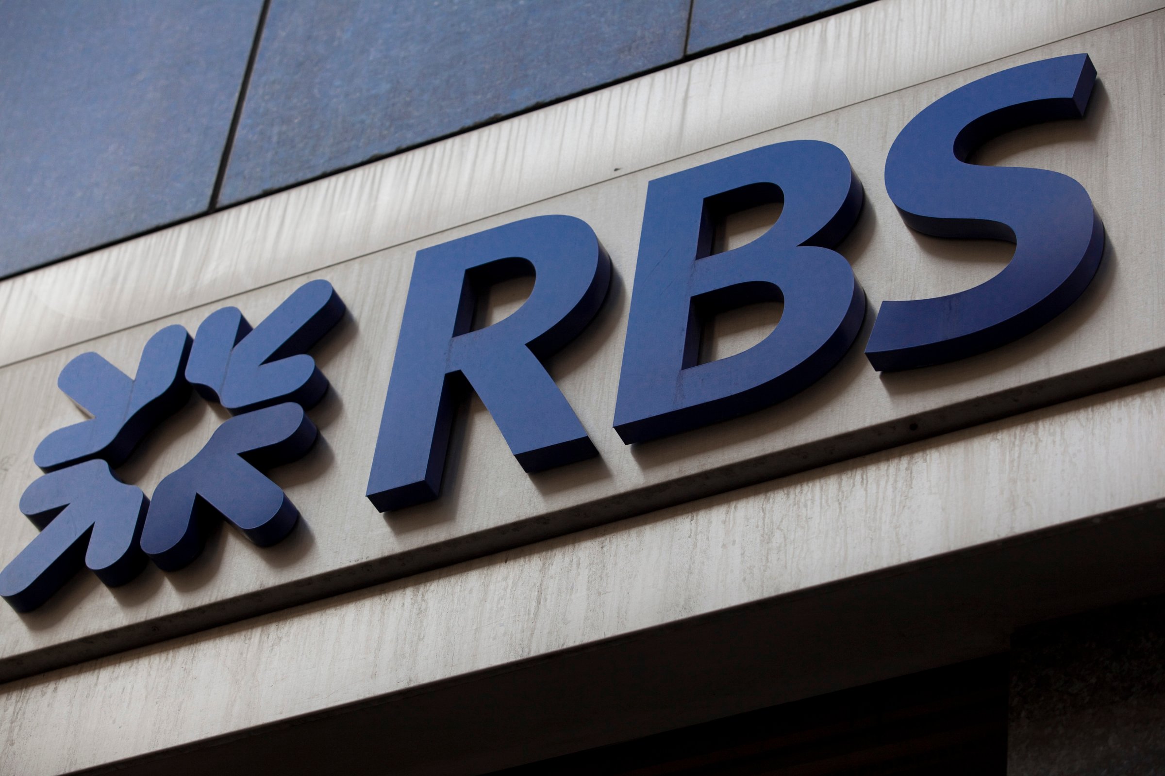 The RBS logo outside a branch in London.