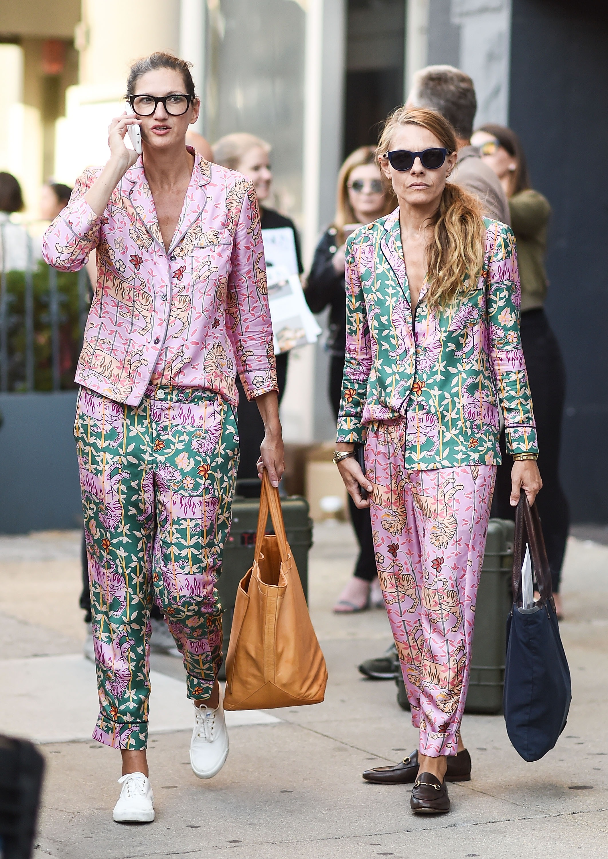 Jenna Lyons and Courtney Crangi mixed and matched a floral pajama set to perfection.