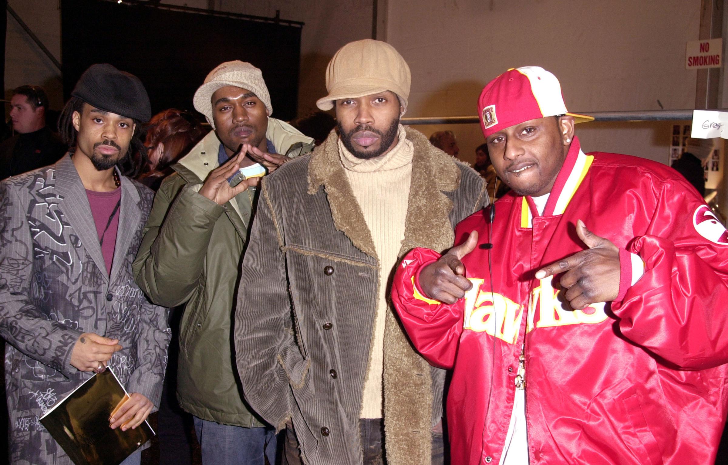Bilal, Kanye West, Pharoahe and Capone at Ecko Unltd Fall/Winter 2003 show.