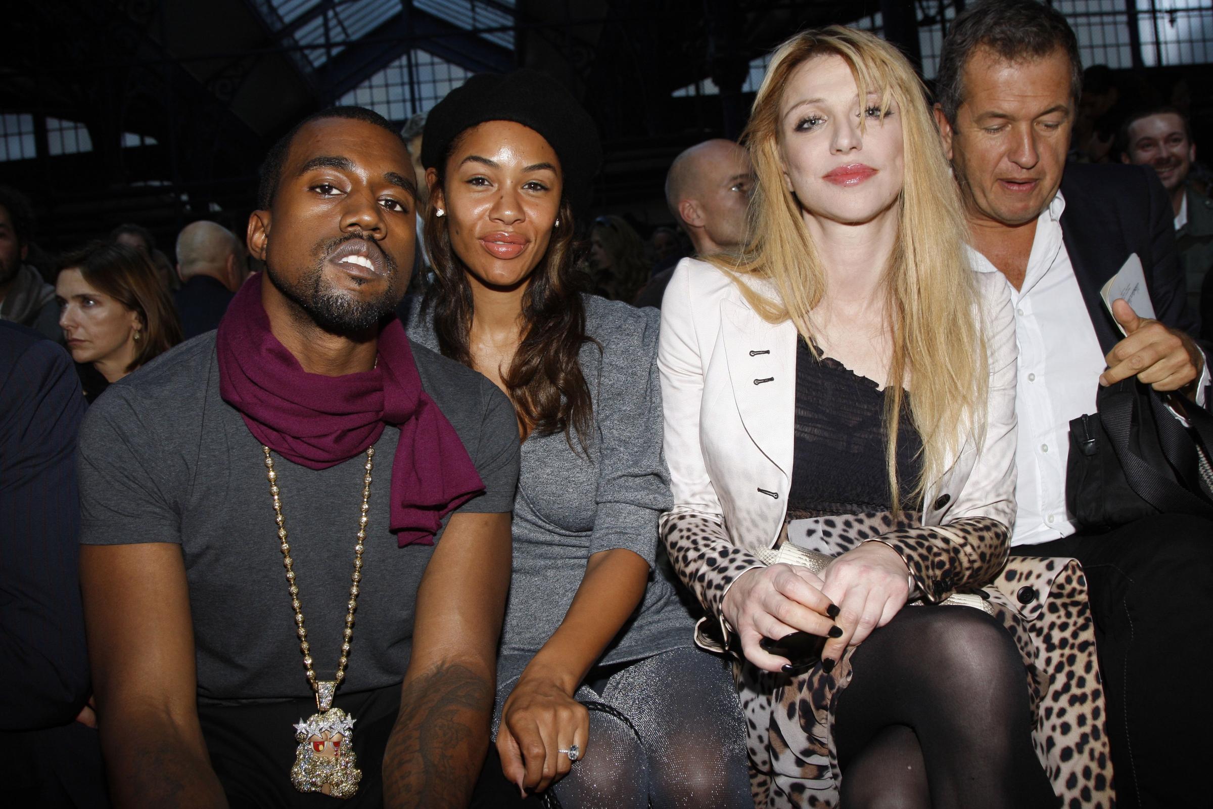 Kanye West, Alexis Phifer, Courtney Love and Mario Testino at Givenchy Spring/Summer 2008 runway show.