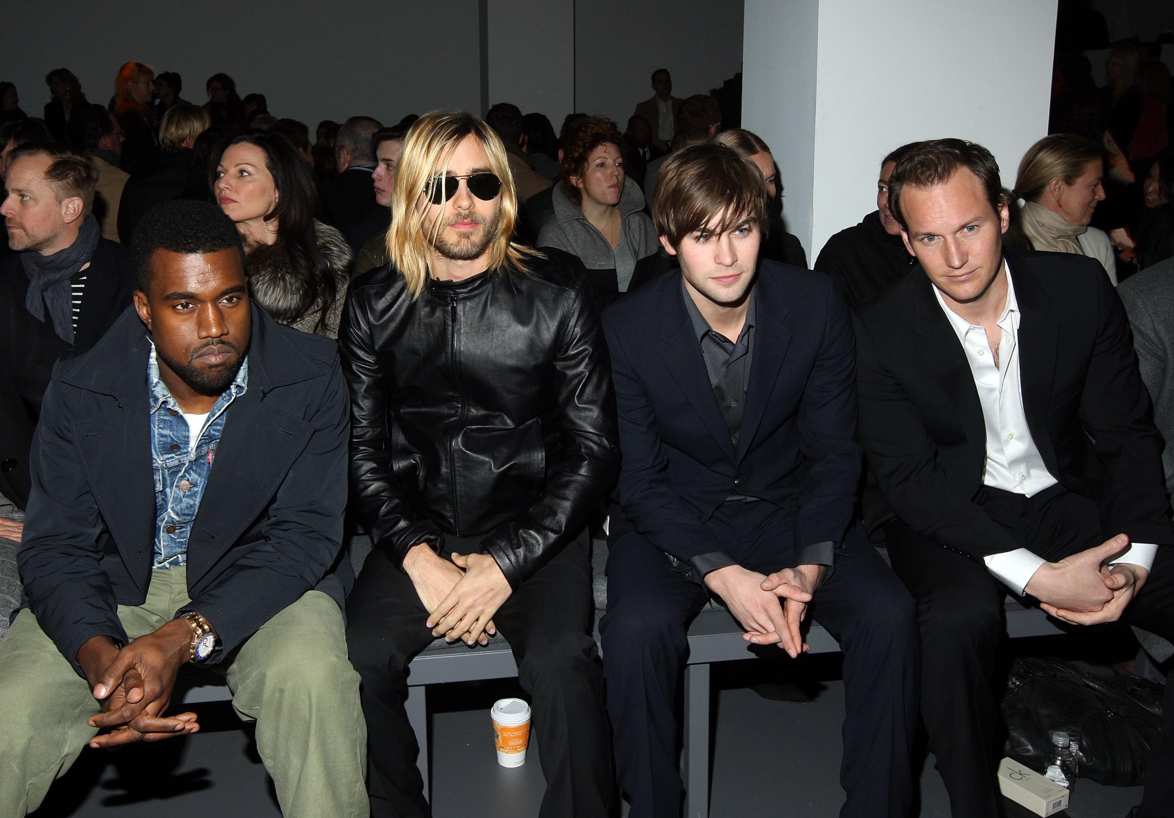 Kanye West, Jared Leto,Chase Crawford and Patrick Wilson at the Calvin Klein Menswear Fall/Winter 2009 fashion show.