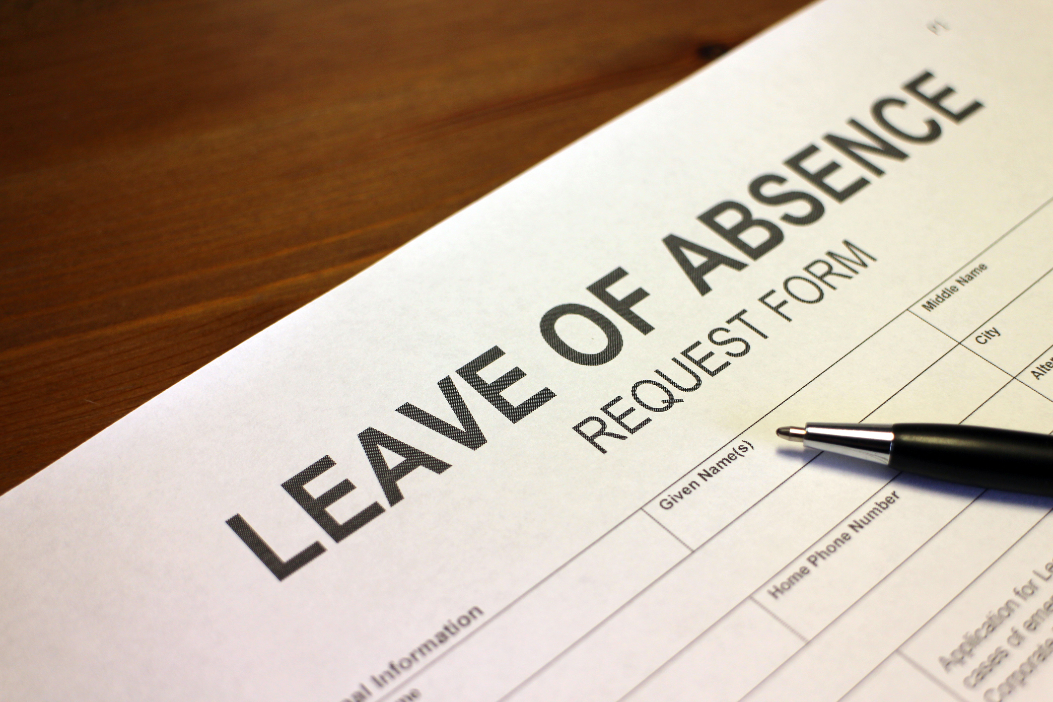 Leave of Absence Request Form Closeup