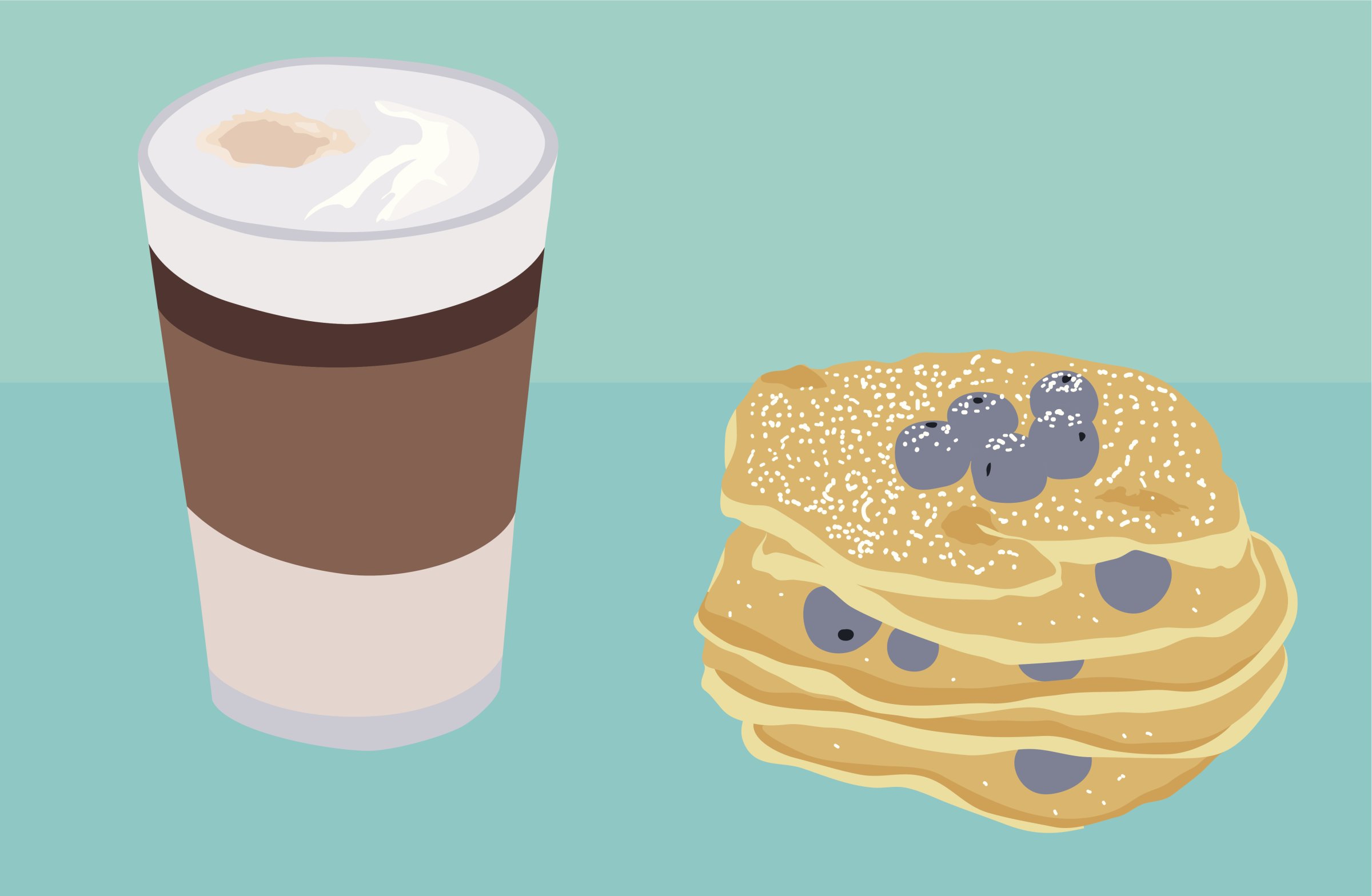 pancake and coffee latte