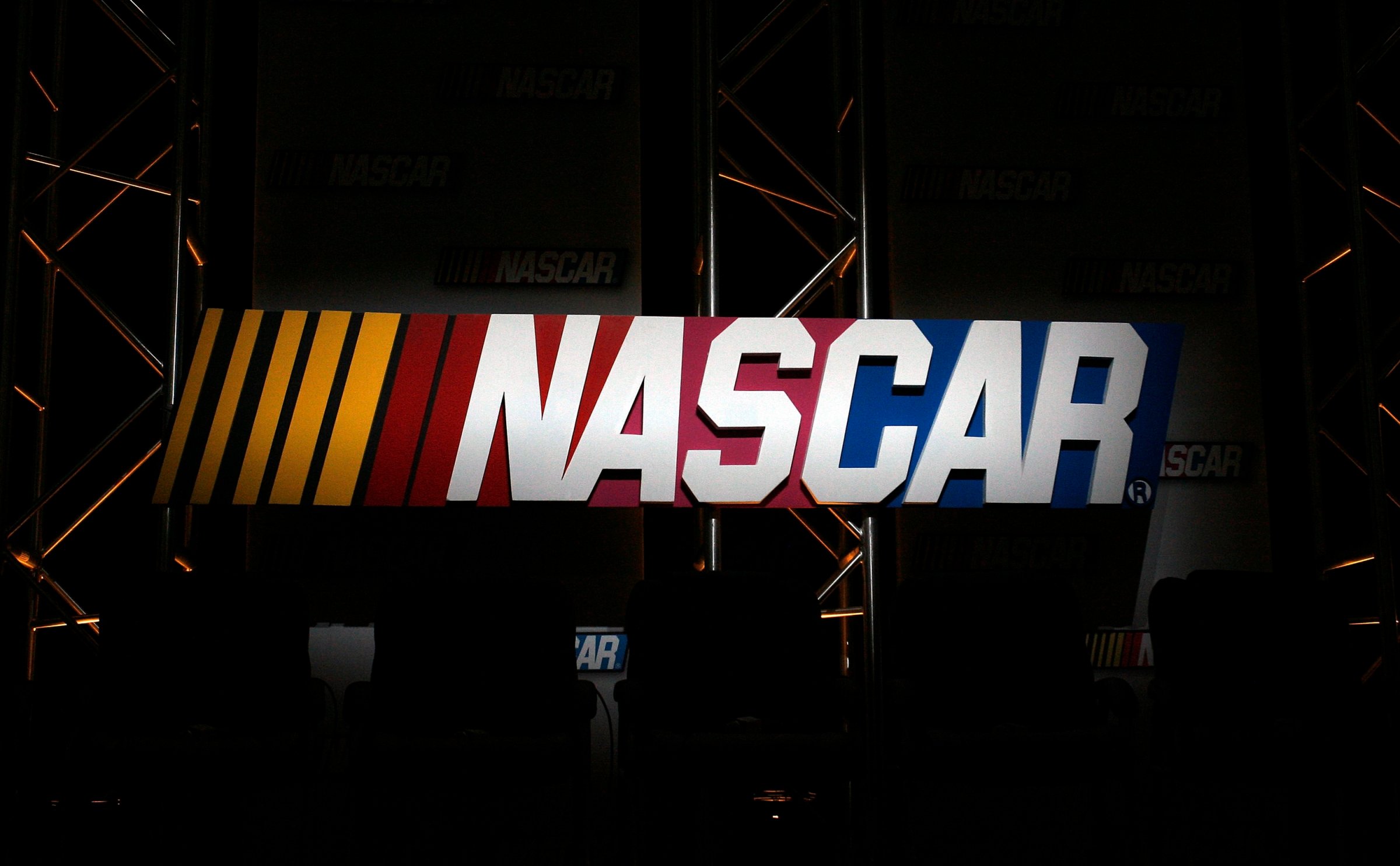 A general view of the NASCAR logo displayed during the NASCAR Sprint Media Tour hosted by Lowe's Motor Speedway at the NASCAR Research and Development Center January 22, 2009 in Concord, North Carolina.