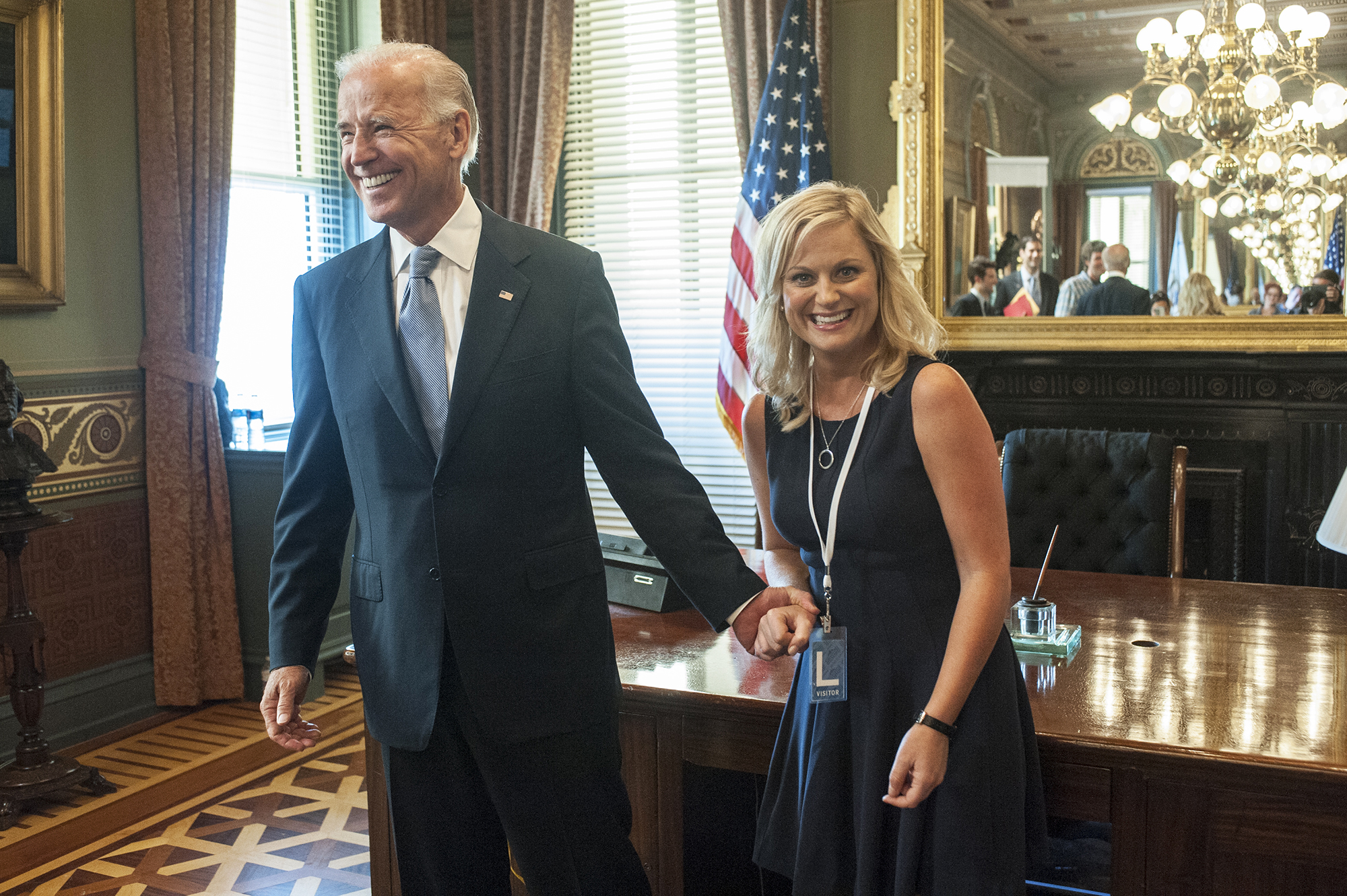 Joe Biden and Amy Poehler on Parks and Recreation, 2012.