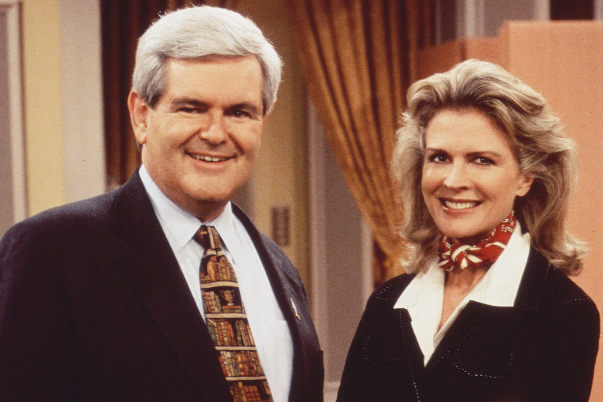 Newt Gingrich and Candice Bergen on Murphy Brown, 1996.