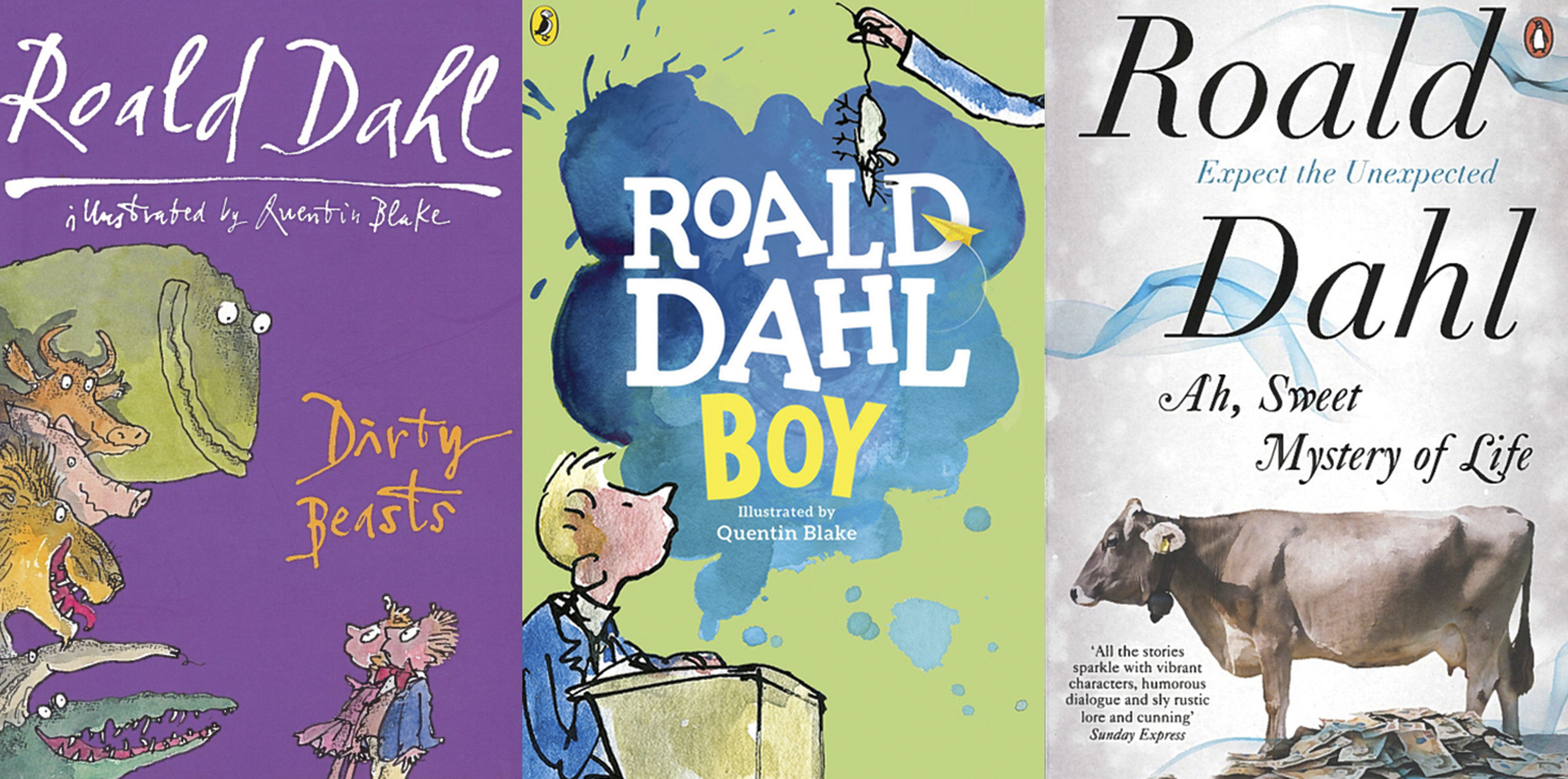 Roald Dahl books from left, Dirty Beasts, Boy, and Ah, Sweet Mystery of Life. (Roald Dahl)