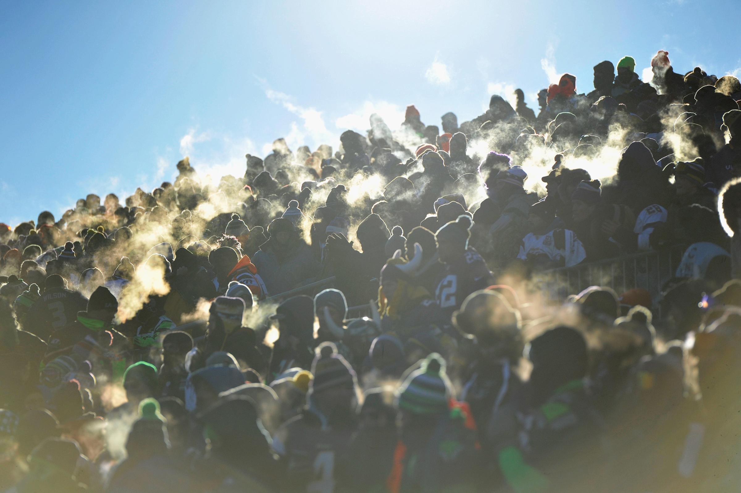 Fans during the NFC Wild Card Playoff game between the Minnesota Vikings and the Seattle Seahawks at TCFBank Stadium in Minneapolis, Minnesota, on Jan. 10, 2016.