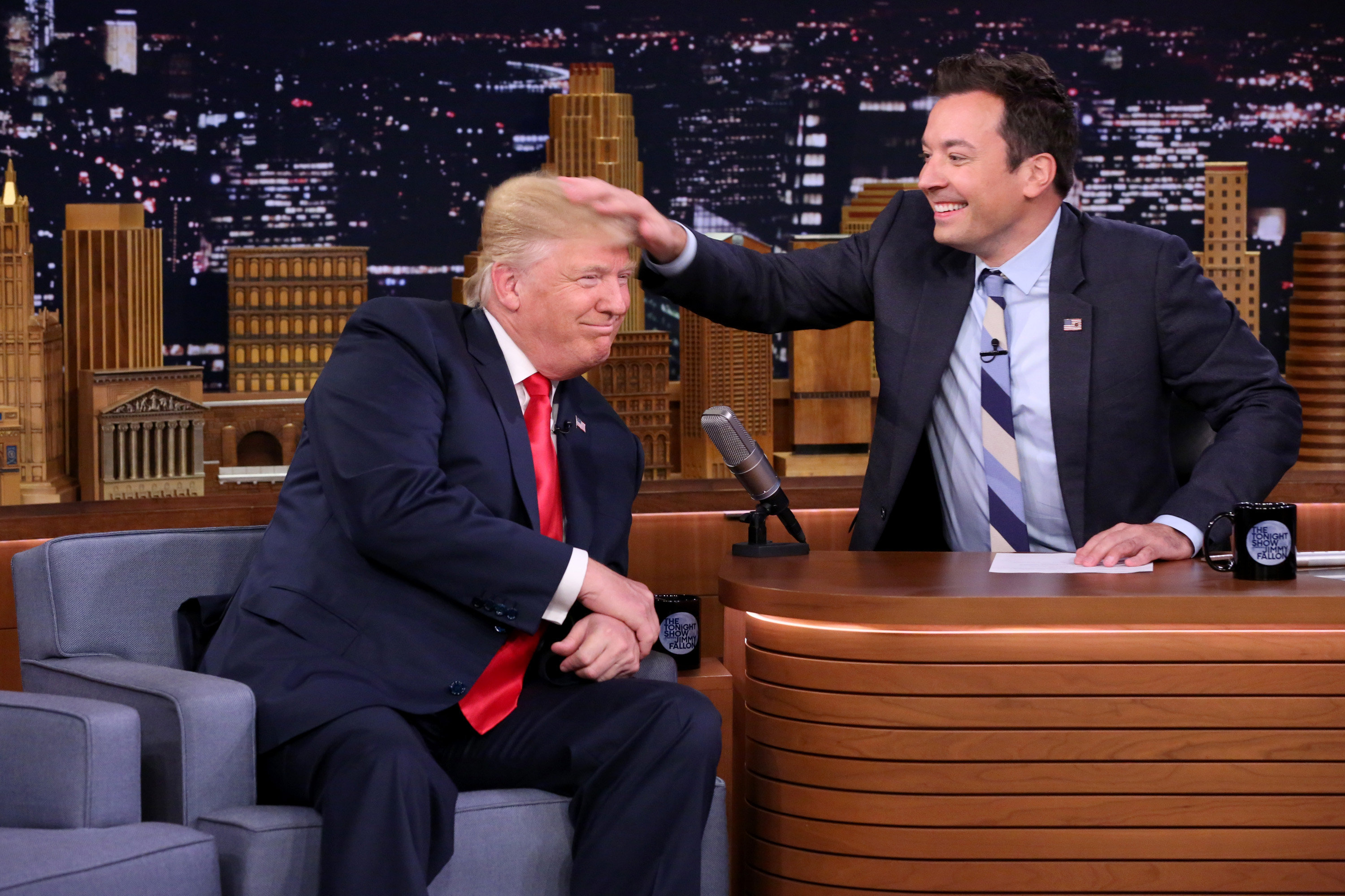 Donald Trump appears with host Jimmy Fallon during a taping of "The Tonight Show Starring Jimmy Fallon" on Sept. 15, 2016. (Andrew Lipovsky—NBC/AP)