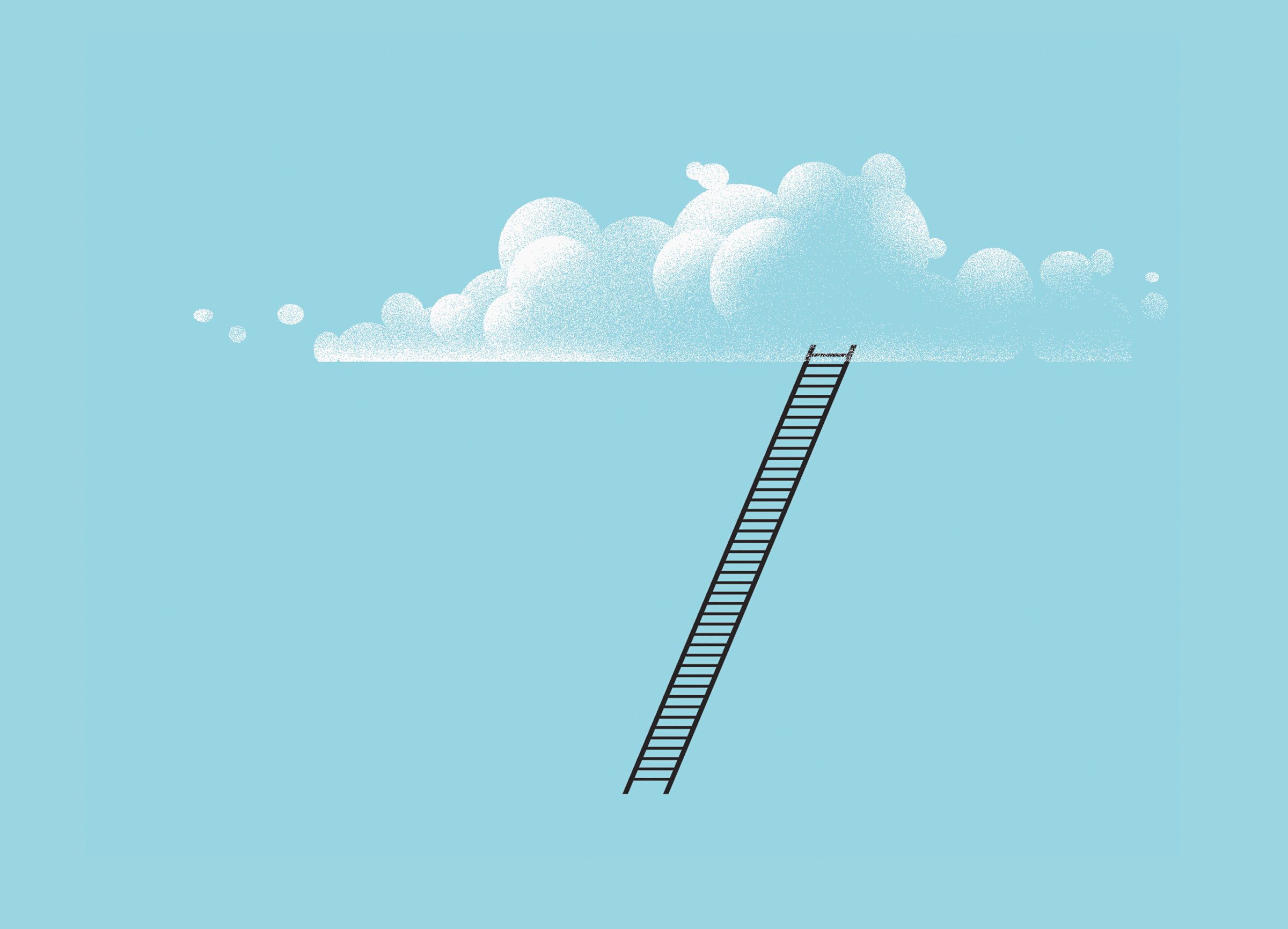 Ladder leaning on cloud