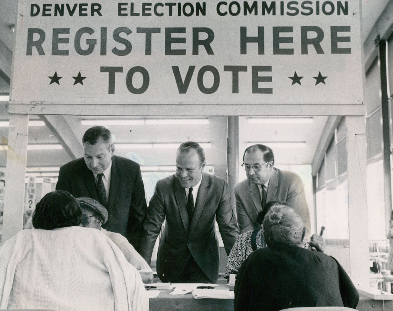 Denver election commissioners on hand for voter registration in Denver on July 9, 1968 (Bill Johnson—Denver Post / Getty Images)