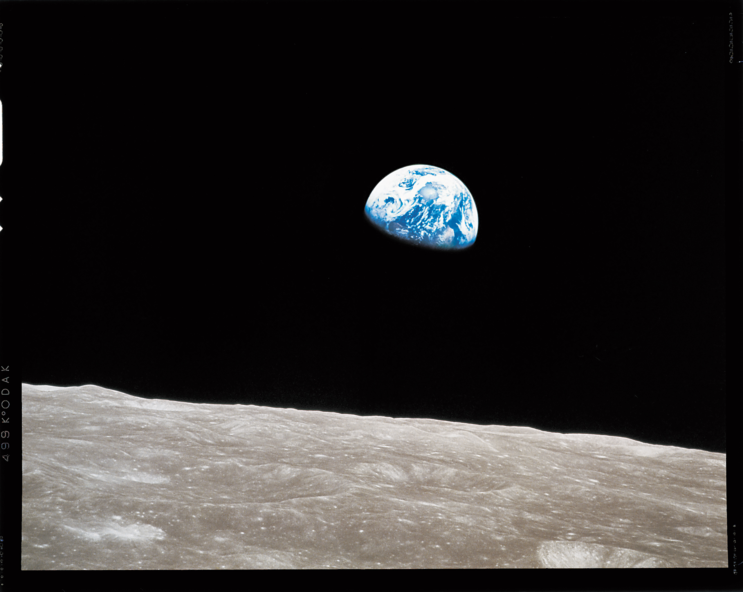 The Earth seen from the surface of the moon during Apollo 8, the first manned mission to the moon.